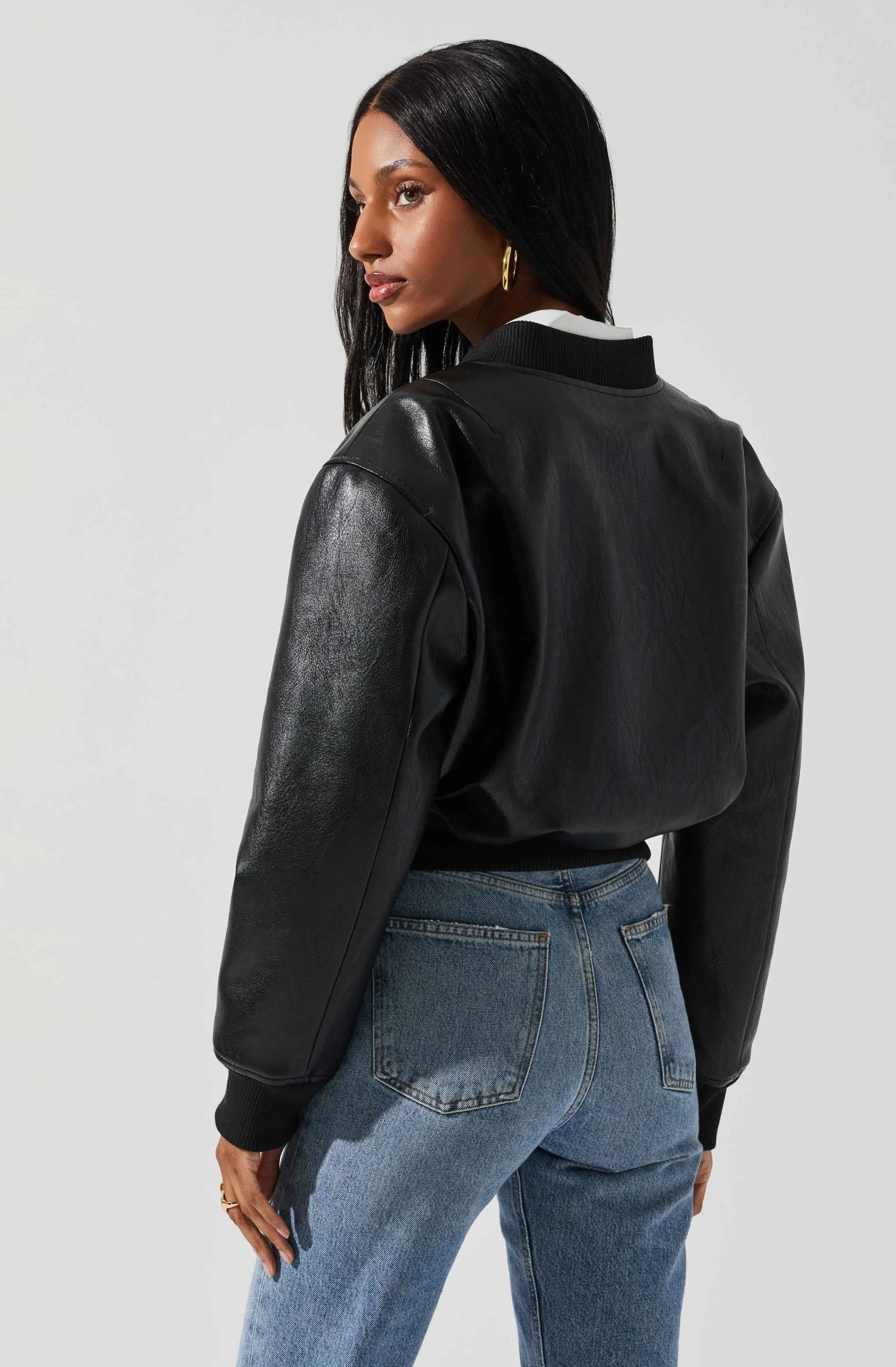 Avianna Faux Leather Bomber Jacket - Image 5