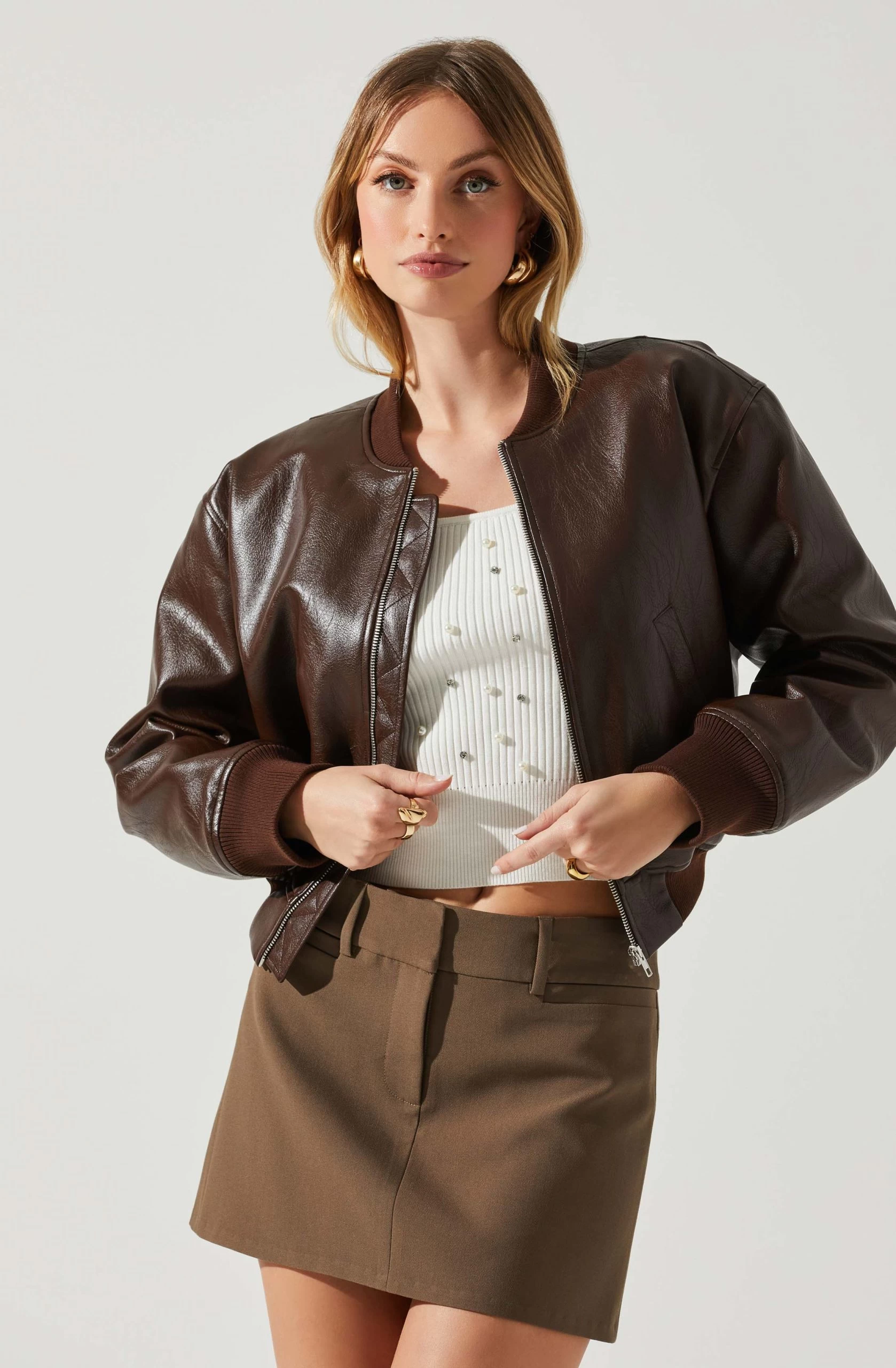 Avianna Faux Leather Bomber Jacket - Image 7