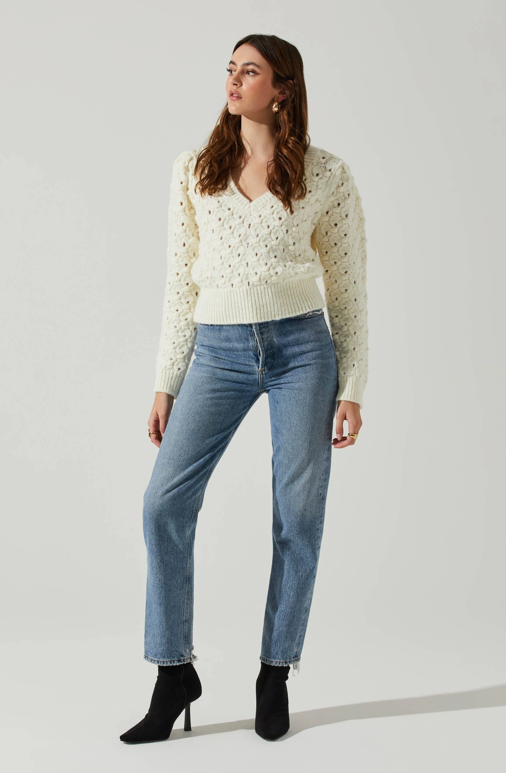 Bianca V Neck Pointelle Sweater - Image 4