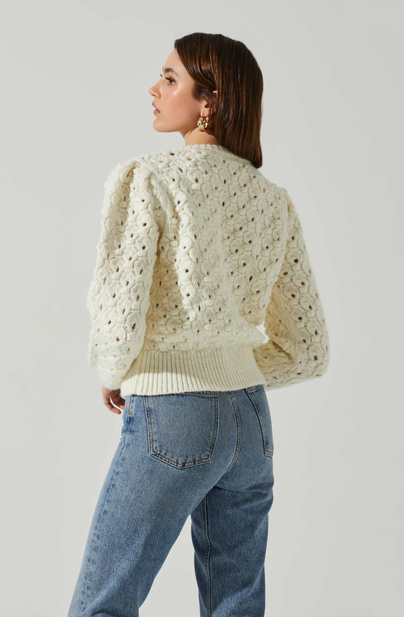 Bianca V Neck Pointelle Sweater - Image 6