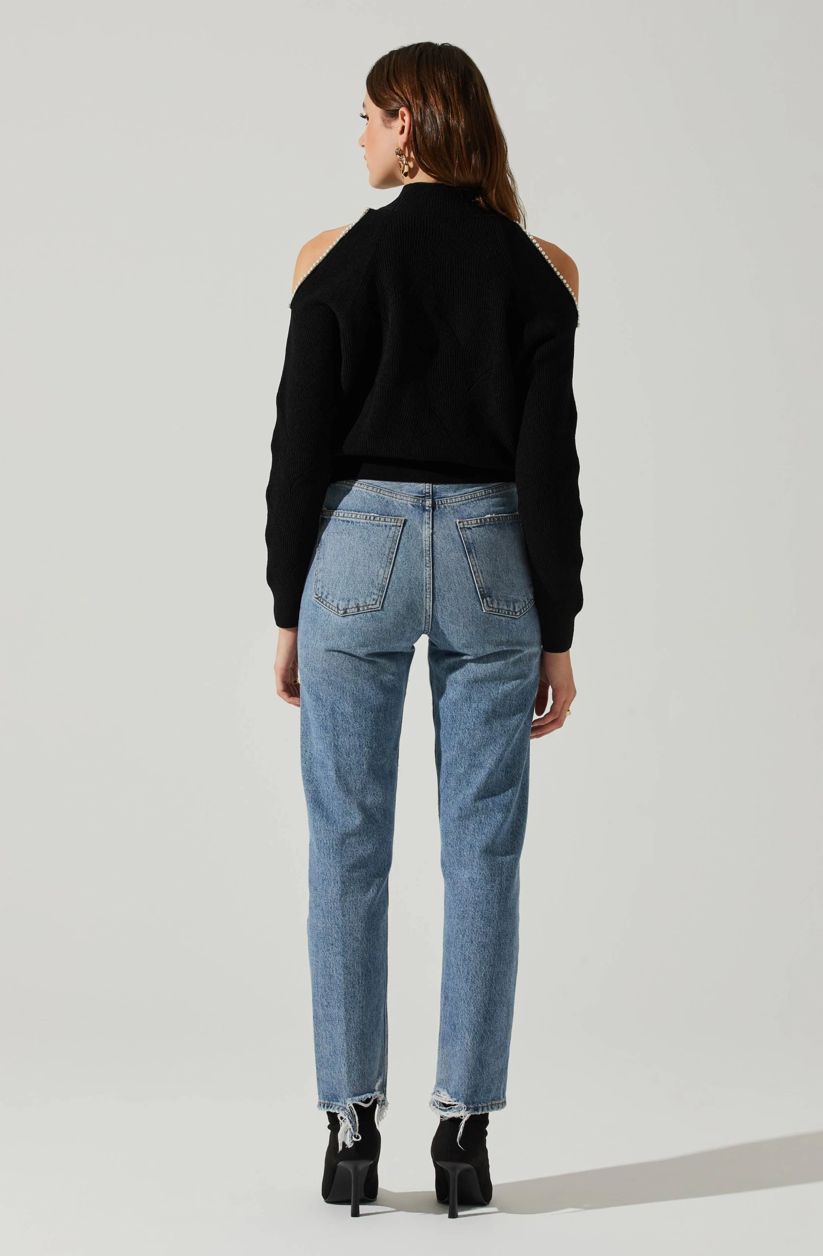 Tori Pearl Embellished Cold Shoulder Sweater - Image 5