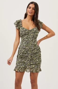 Multi Ruffle Ruched Dress