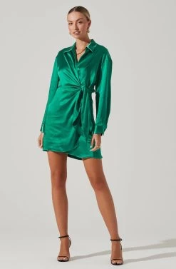 Satin Wrap Mini Dress