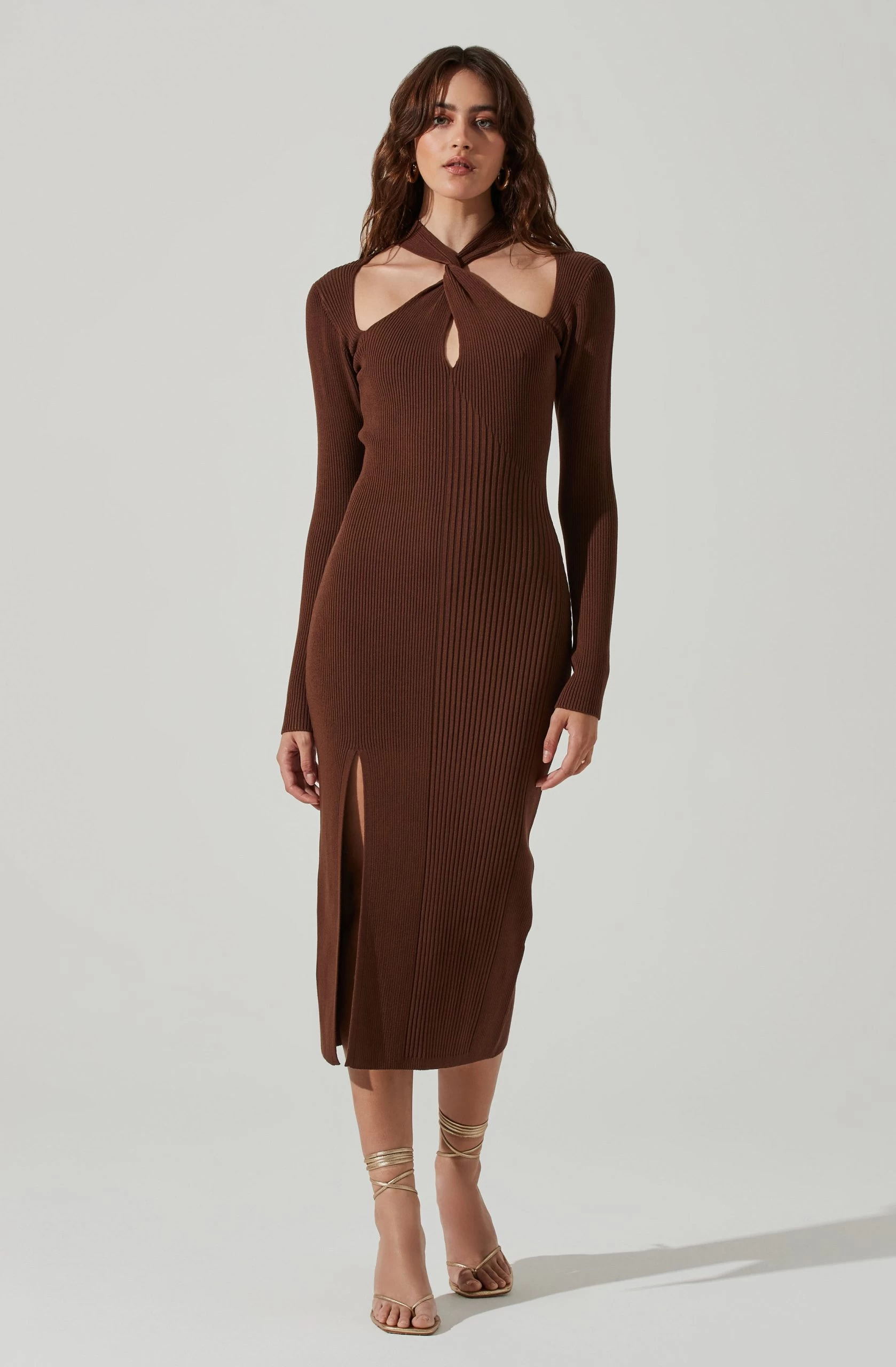Mock Twist Neck Sweater Midi Dress - Image 9