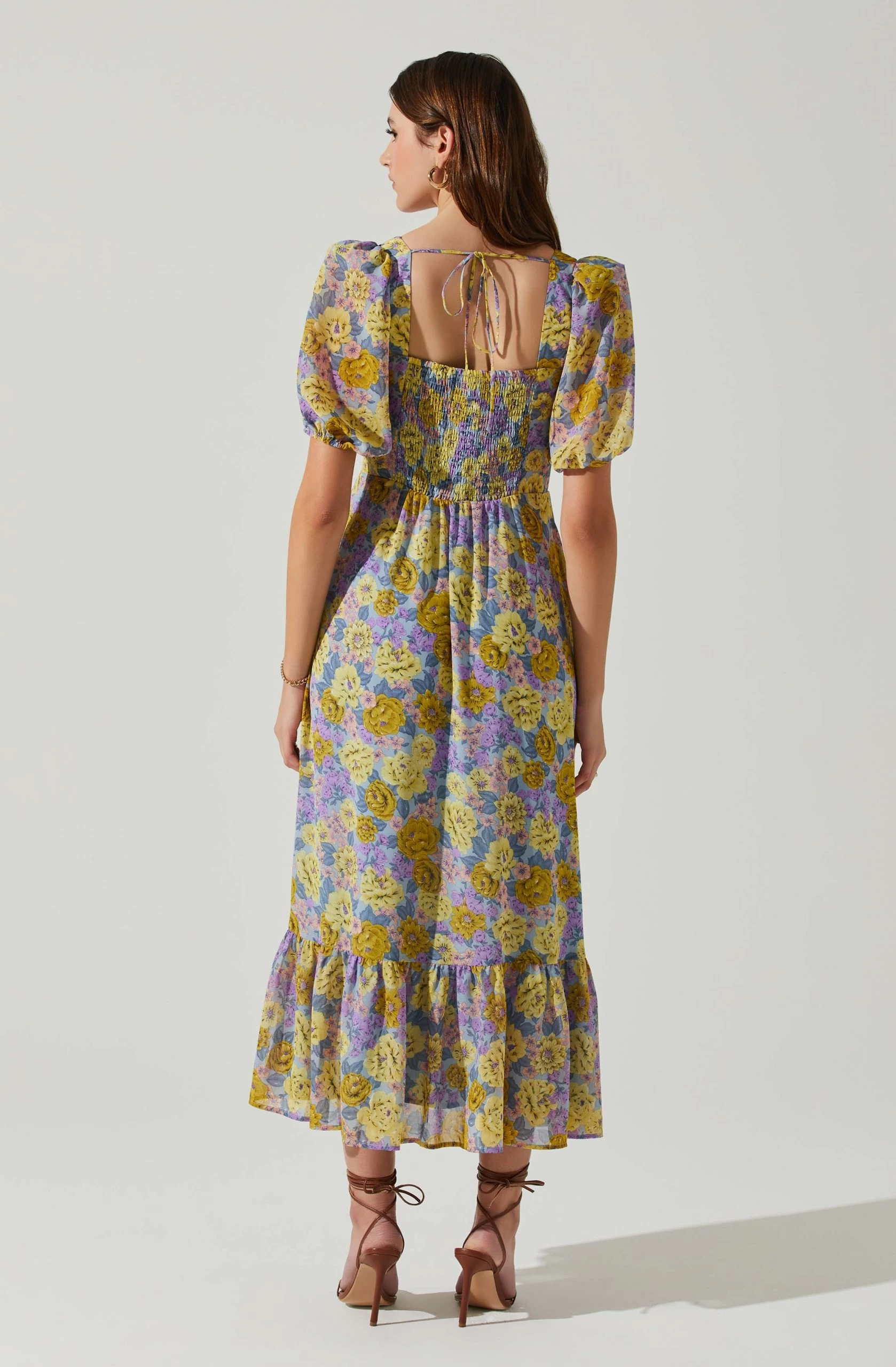 Floral Sweetheart Neck Midi Dress - Image 6