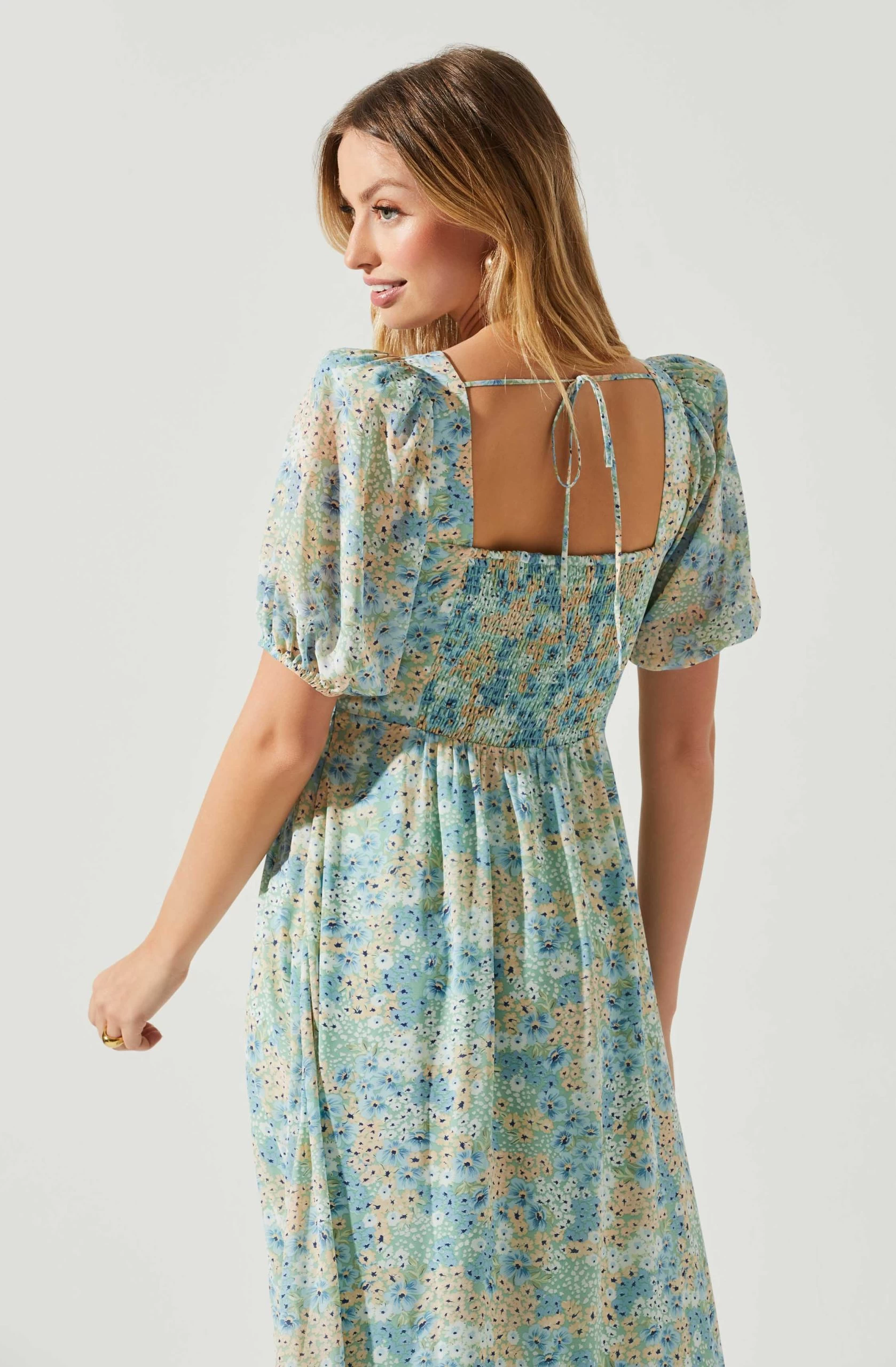 Floral Sweetheart Neck Midi Dress - Image 11