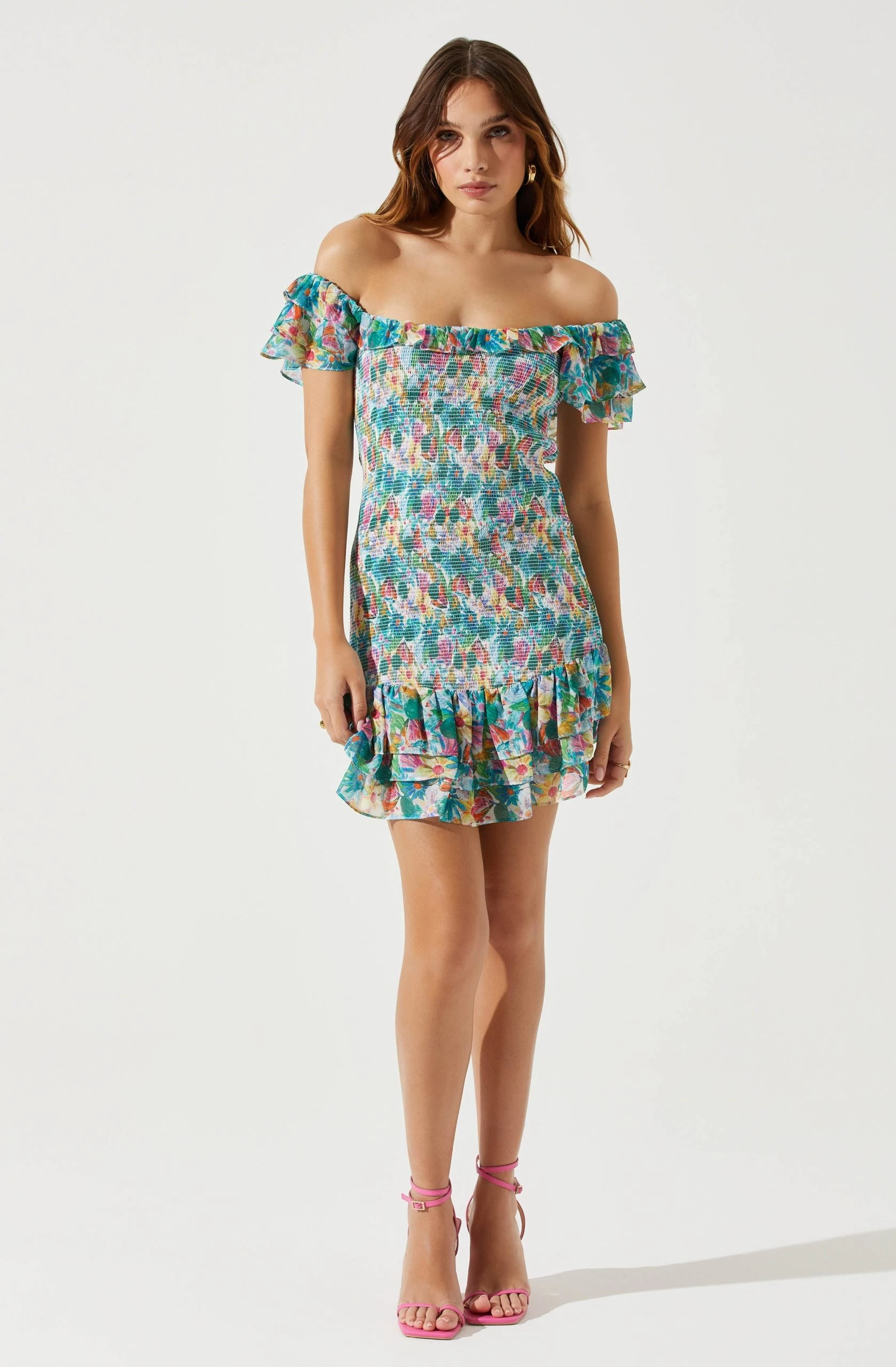 Flutter Sleeve Smocked Mini Dress - Image 3