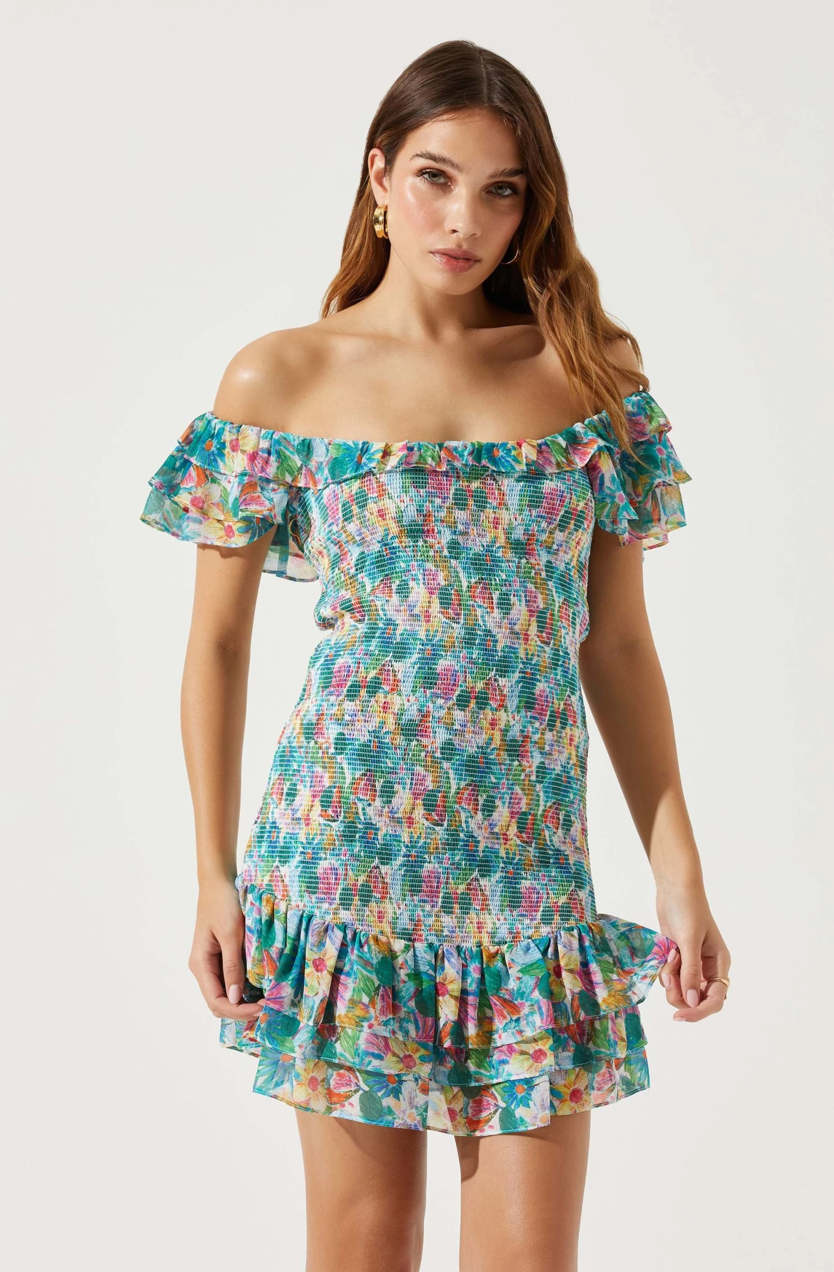 Flutter Sleeve Smocked Mini Dress - Image 4