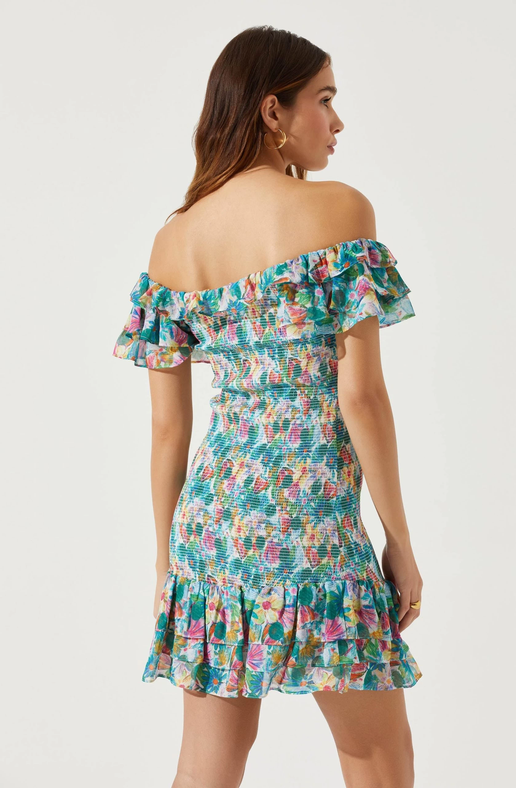 Flutter Sleeve Smocked Mini Dress - Image 5