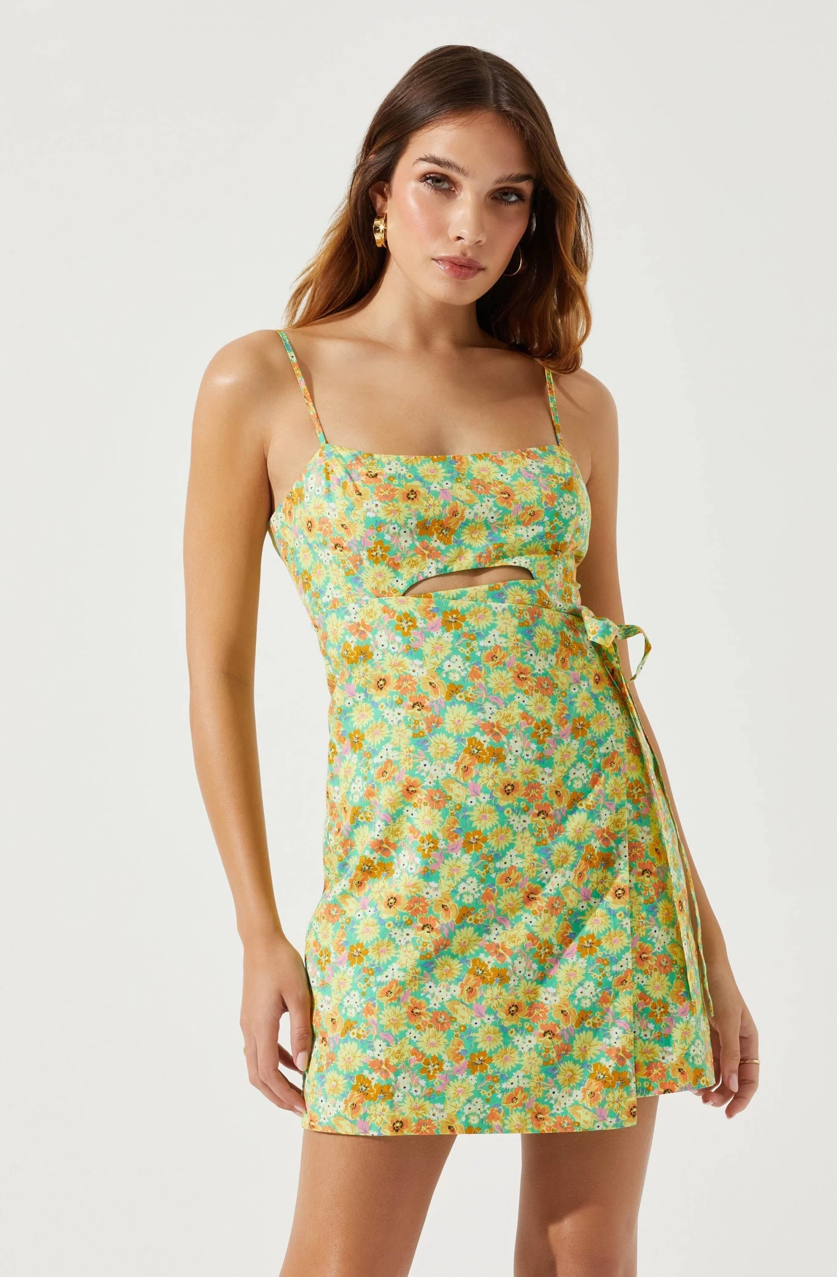 Keyhole Wrap Floral Mini Dress - Image 4