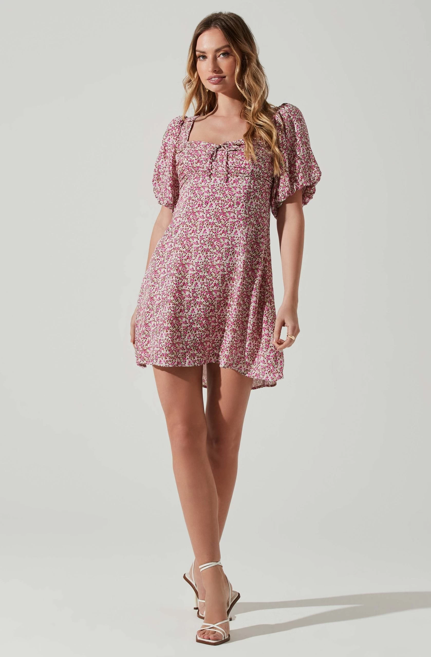 Floral Puff Sleeve Mini Dress - Image 3