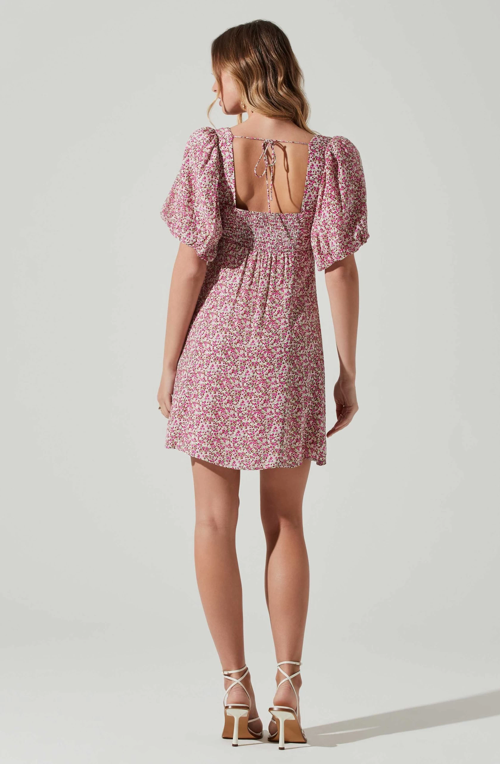 Floral Puff Sleeve Mini Dress - Image 6
