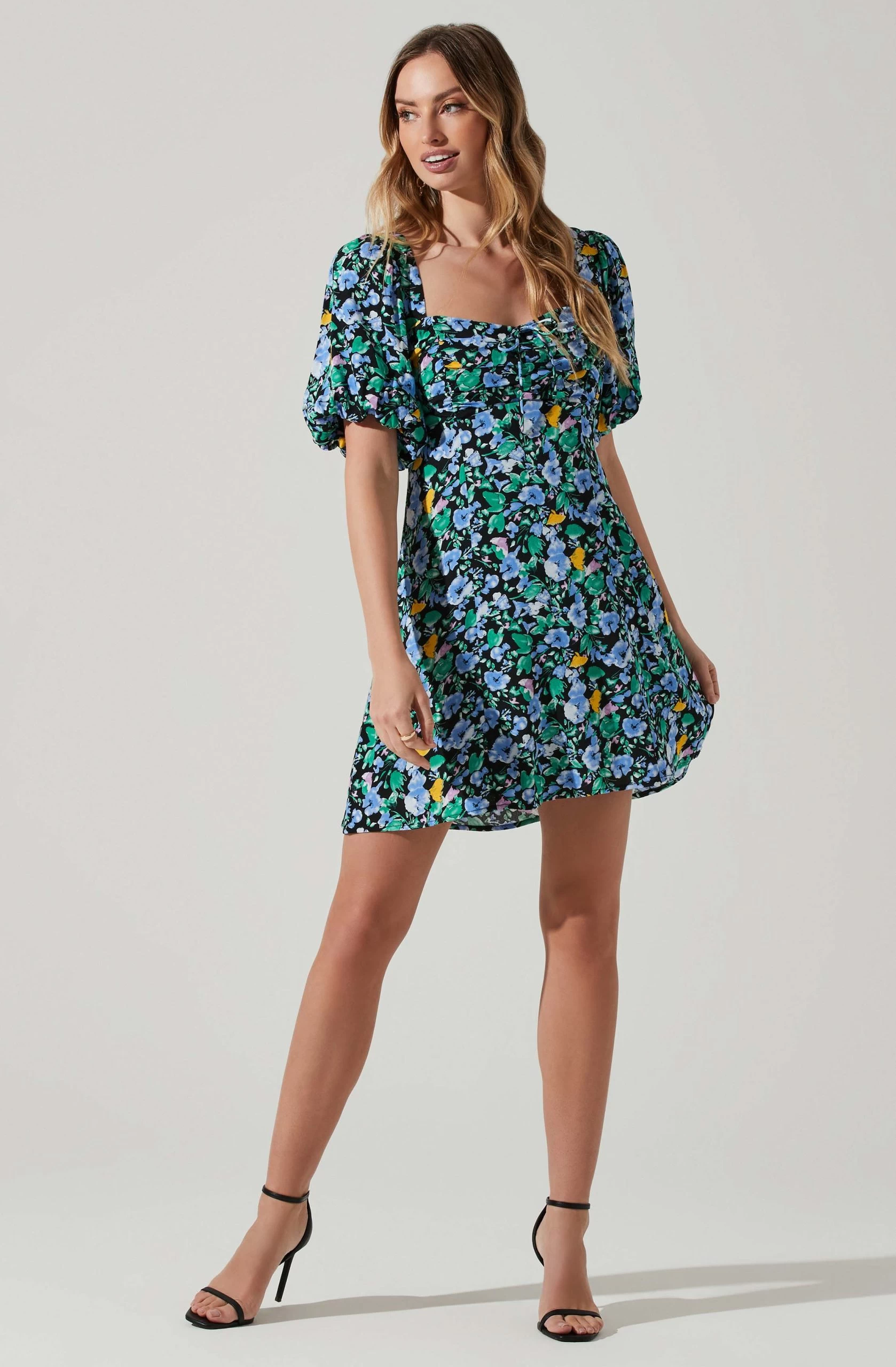 Floral Puff Sleeve Mini Dress - Image 7
