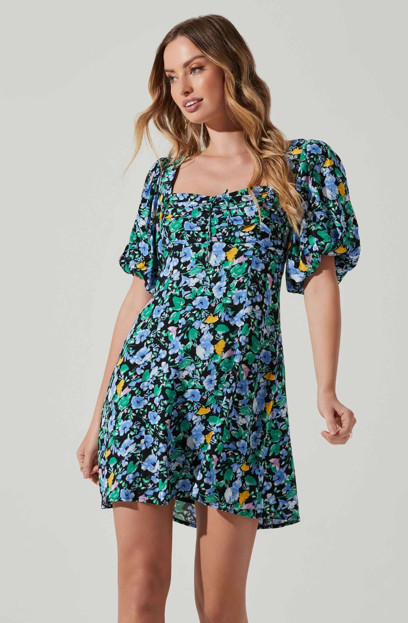 Floral Puff Sleeve Mini Dress - Image 8