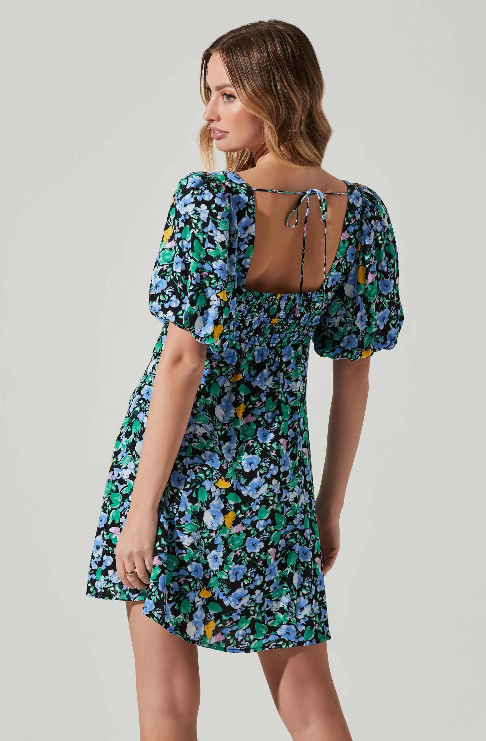 Floral Puff Sleeve Mini Dress - Image 11