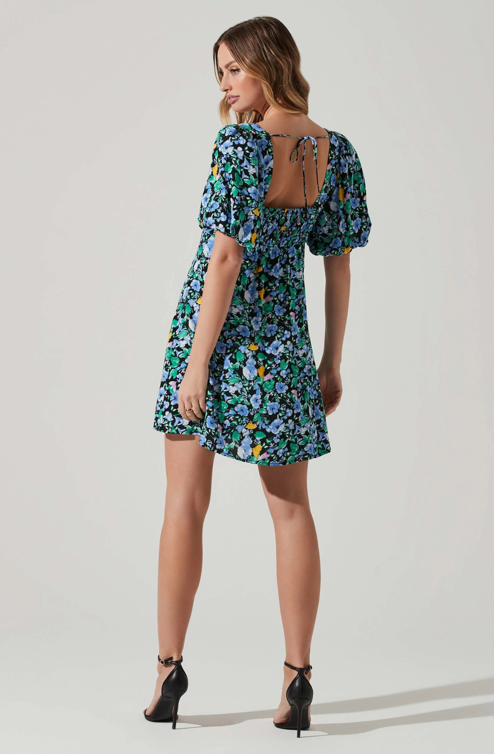 Floral Puff Sleeve Mini Dress - Image 12