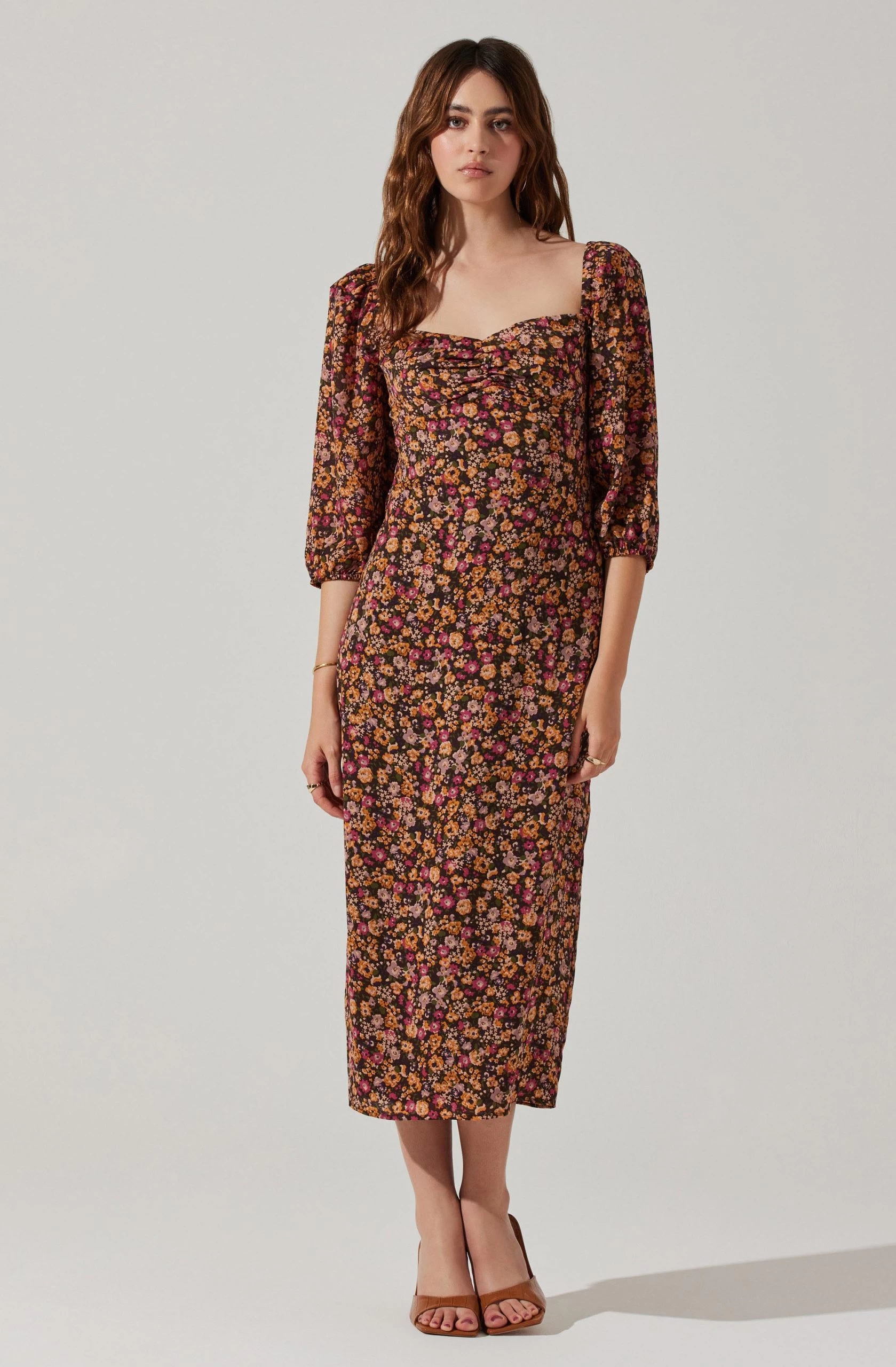 Sweetheart Neck Floral Midi Dress - Image 3