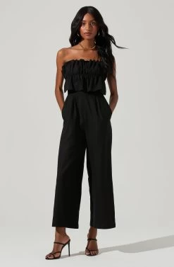 Ruffle Bust Tie Back Jumpsuit