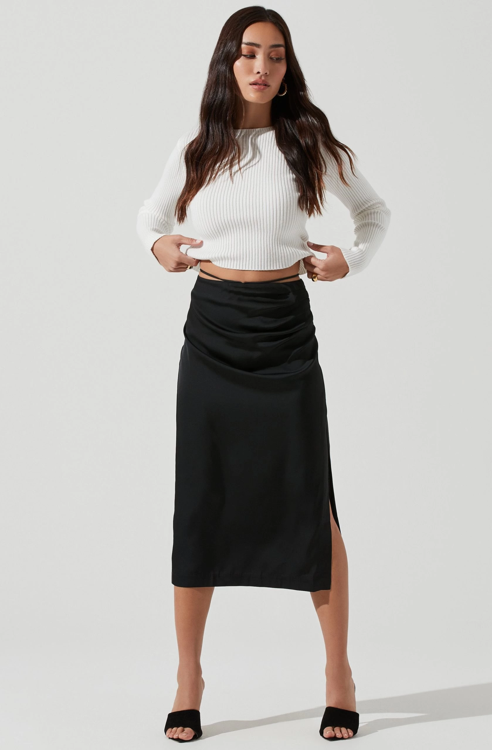 Hi Slit Ruched Skirt - Image 2