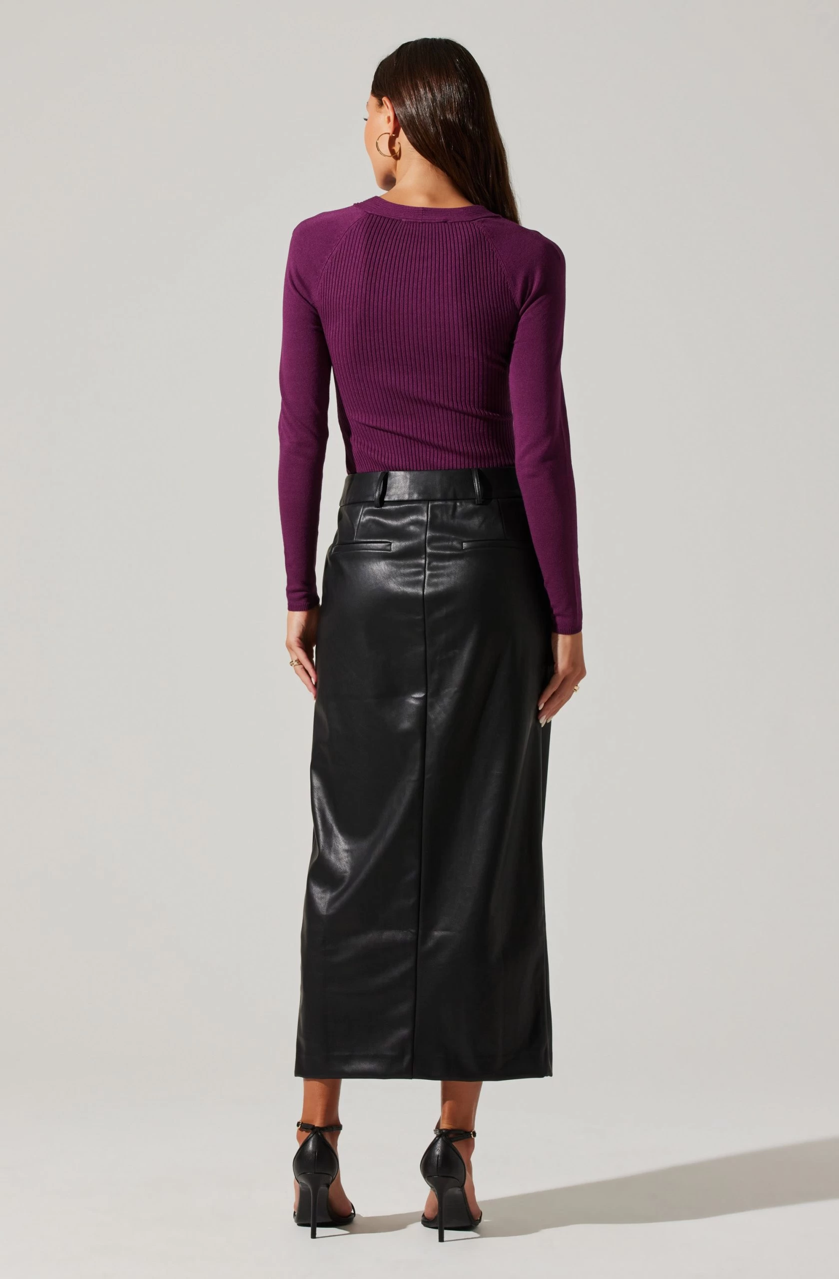 Low Rise Faux Leather Midi Skirt - Image 5