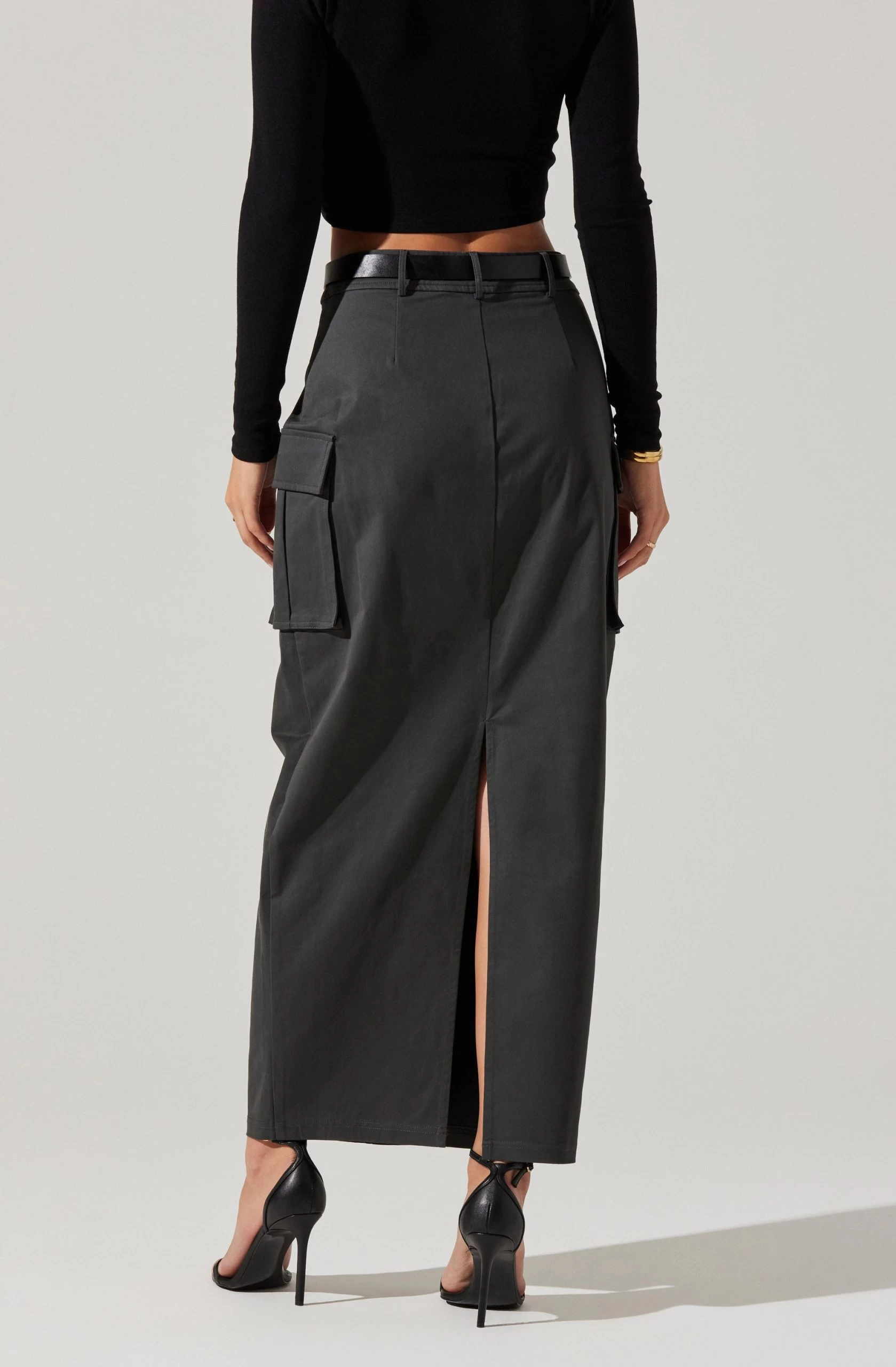High Rise Cargo Maxi Skirt - Image 4