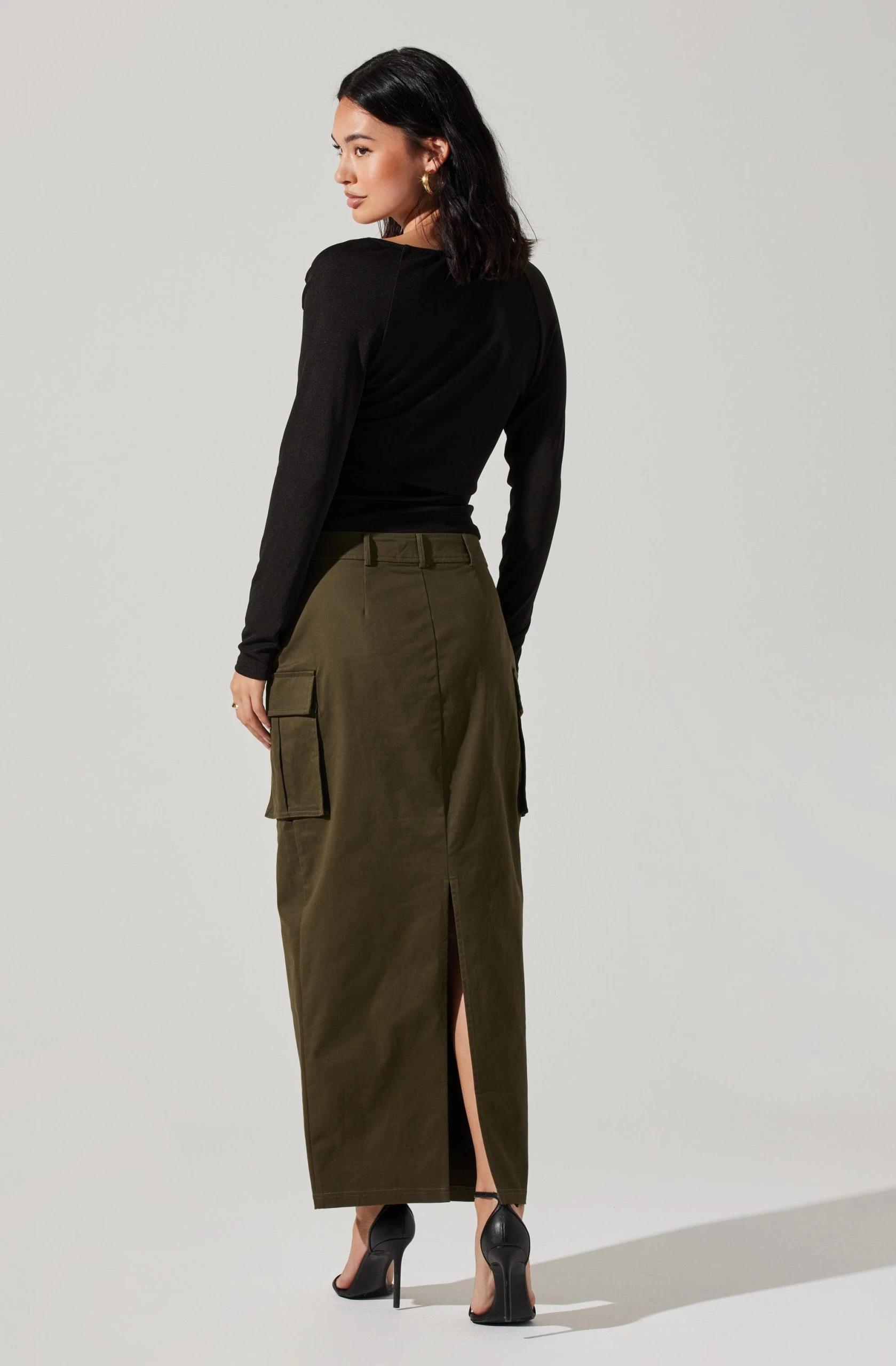 High Rise Cargo Maxi Skirt - Image 12