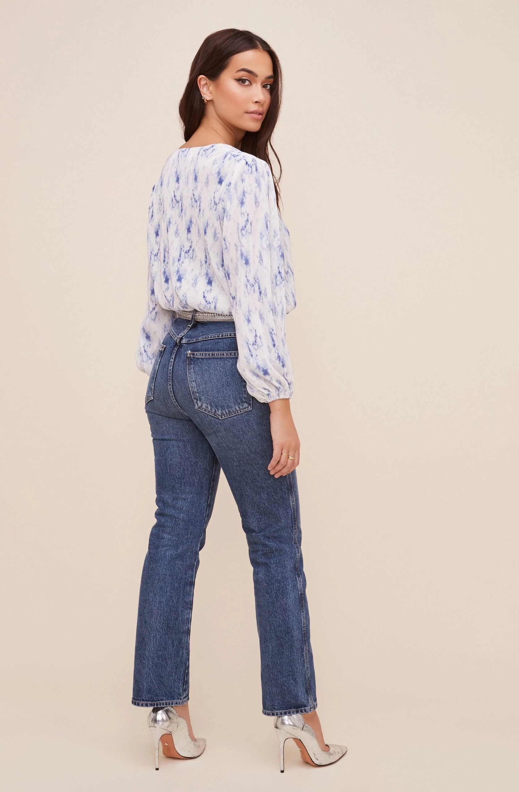 Plisse Tie Dye Long Sleeve Top - Image 4