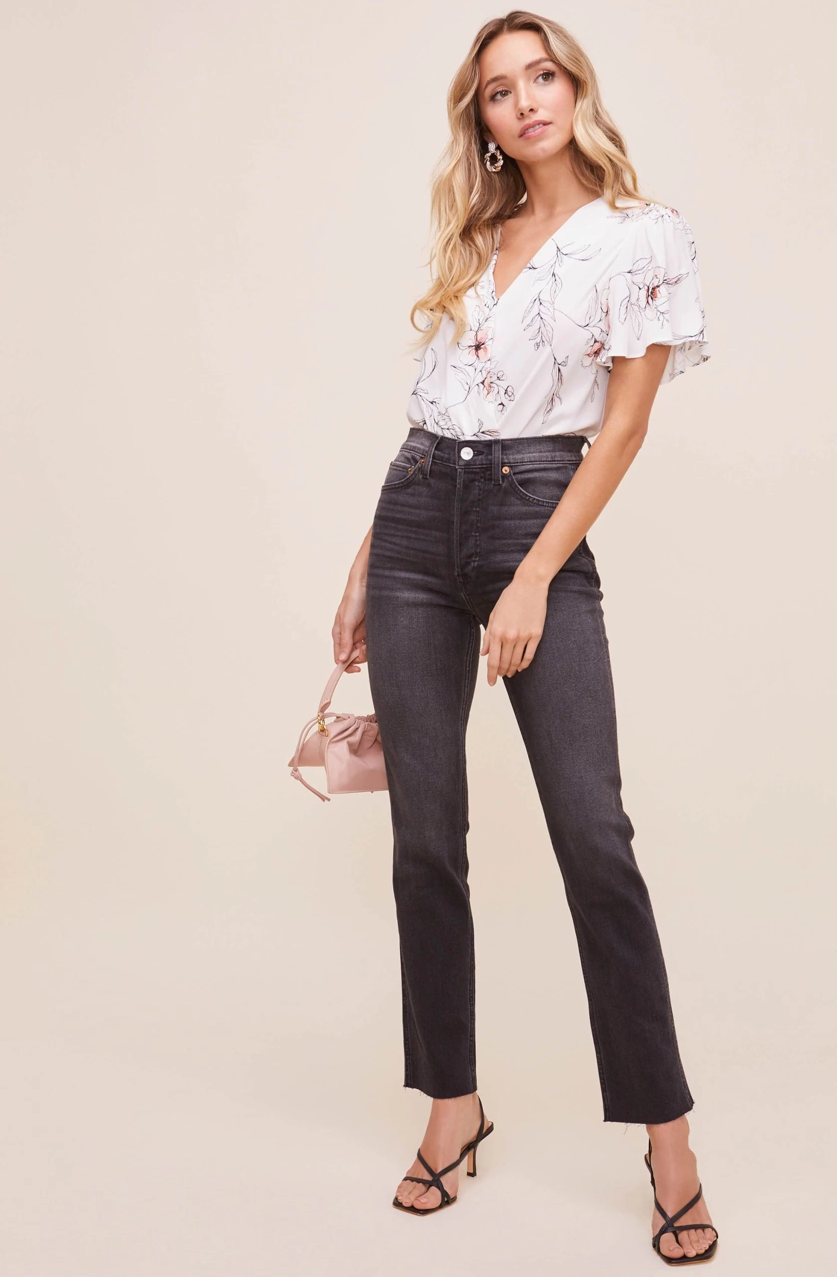 Flutter Sleeve Surplice Floral Top - Image 10