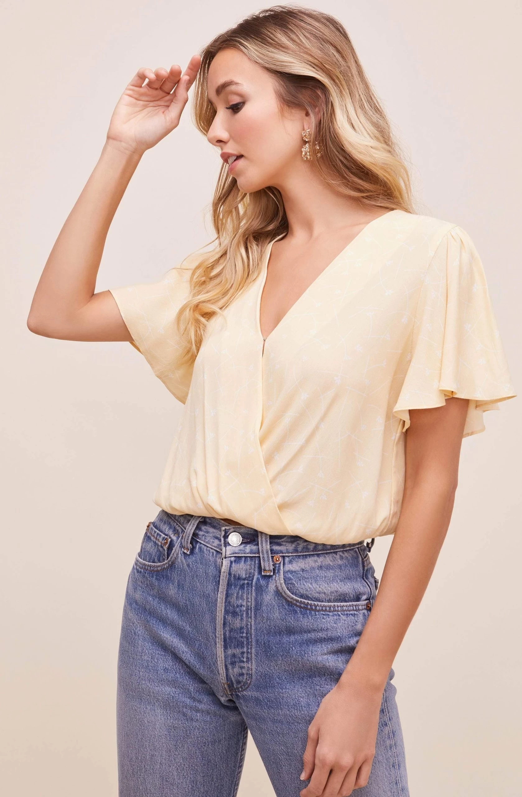 Flutter Sleeve Surplice Floral Top - Image 3