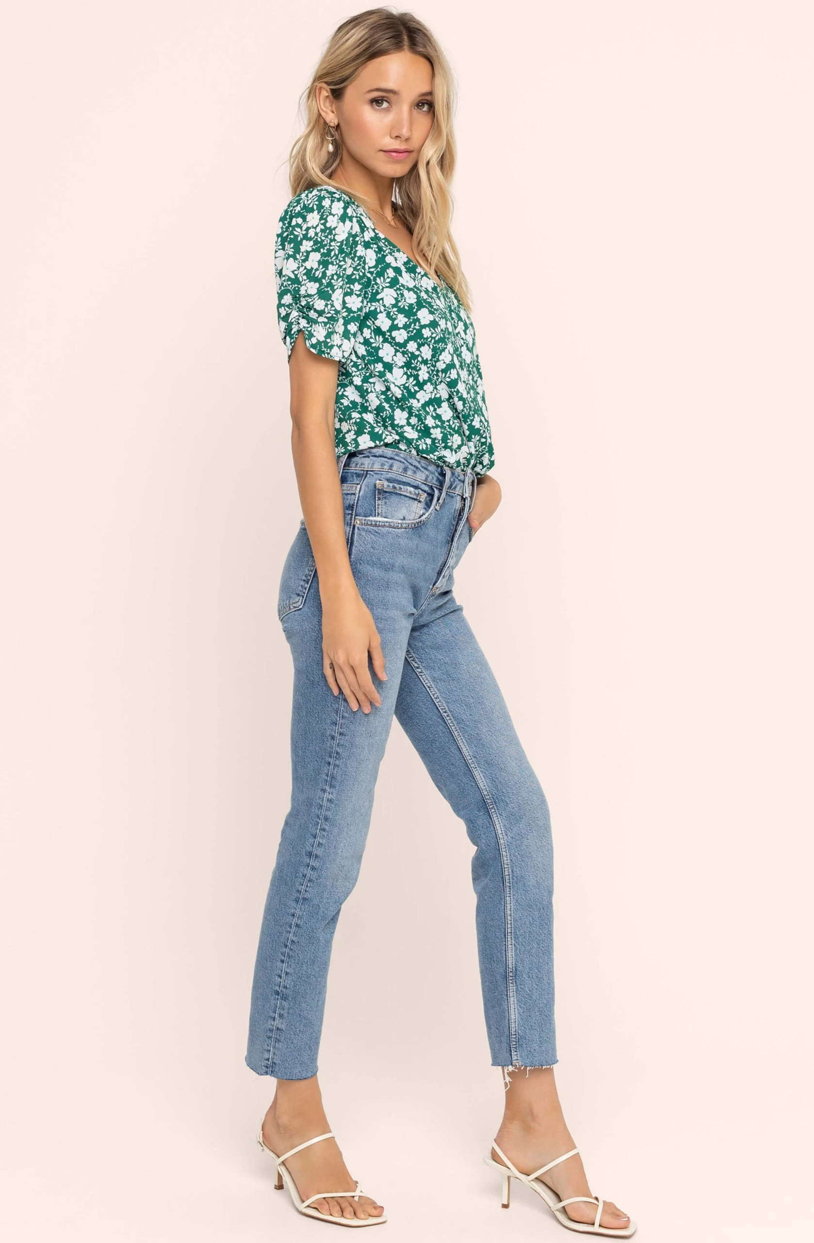 Wrap Front Short Sleeve Floral Bodysuit - Image 4