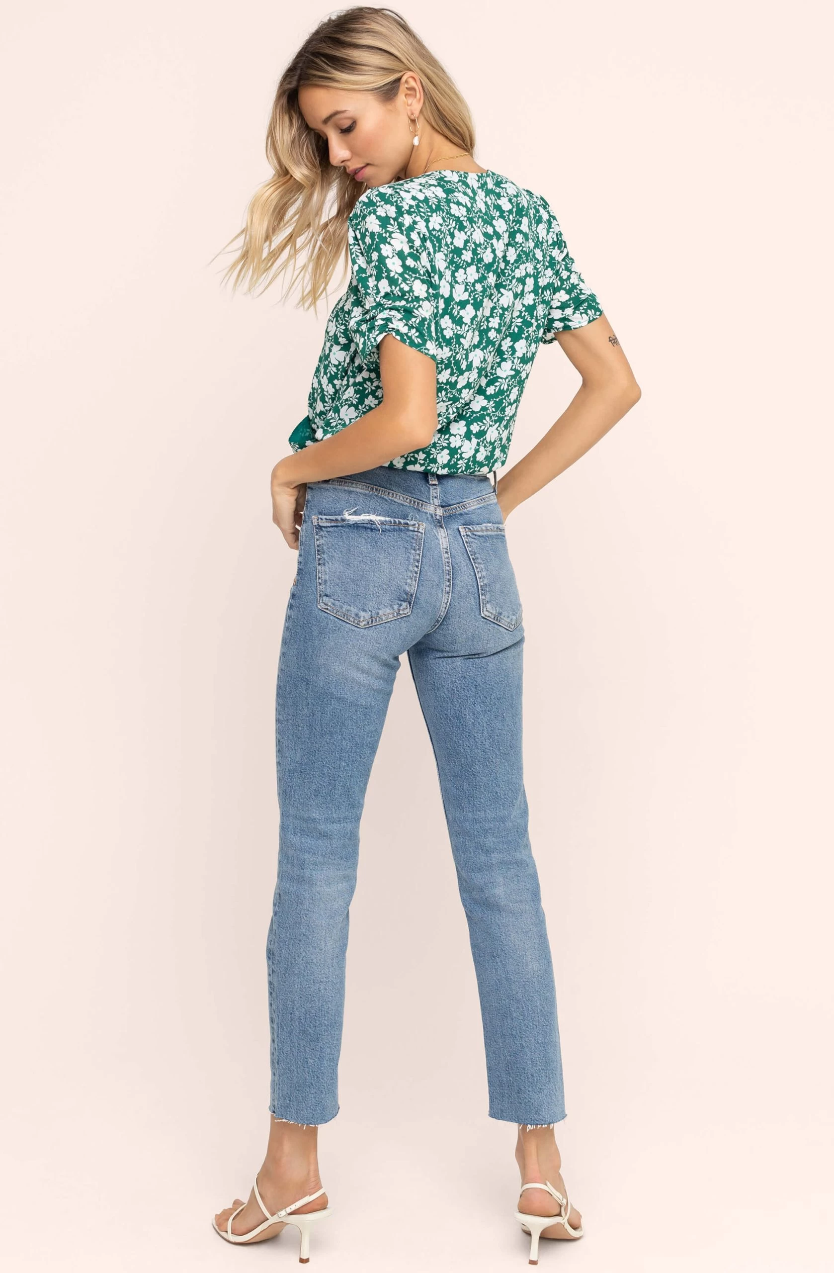 Wrap Front Short Sleeve Floral Bodysuit - Image 5