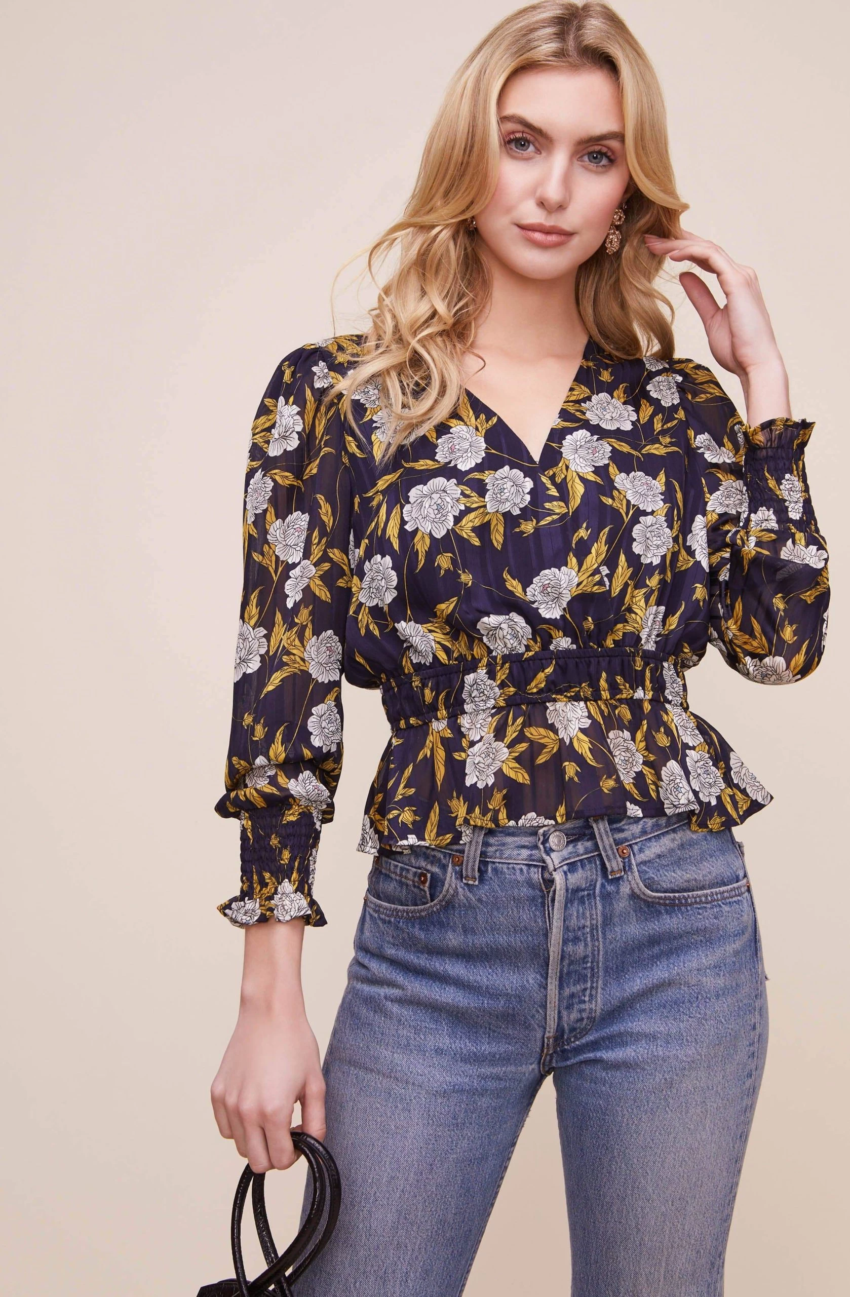 Surplice Floral Peplum Top - Image 3