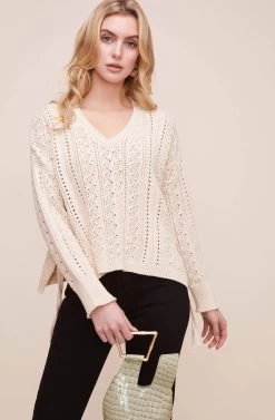 Open Weave V Neck Sweater