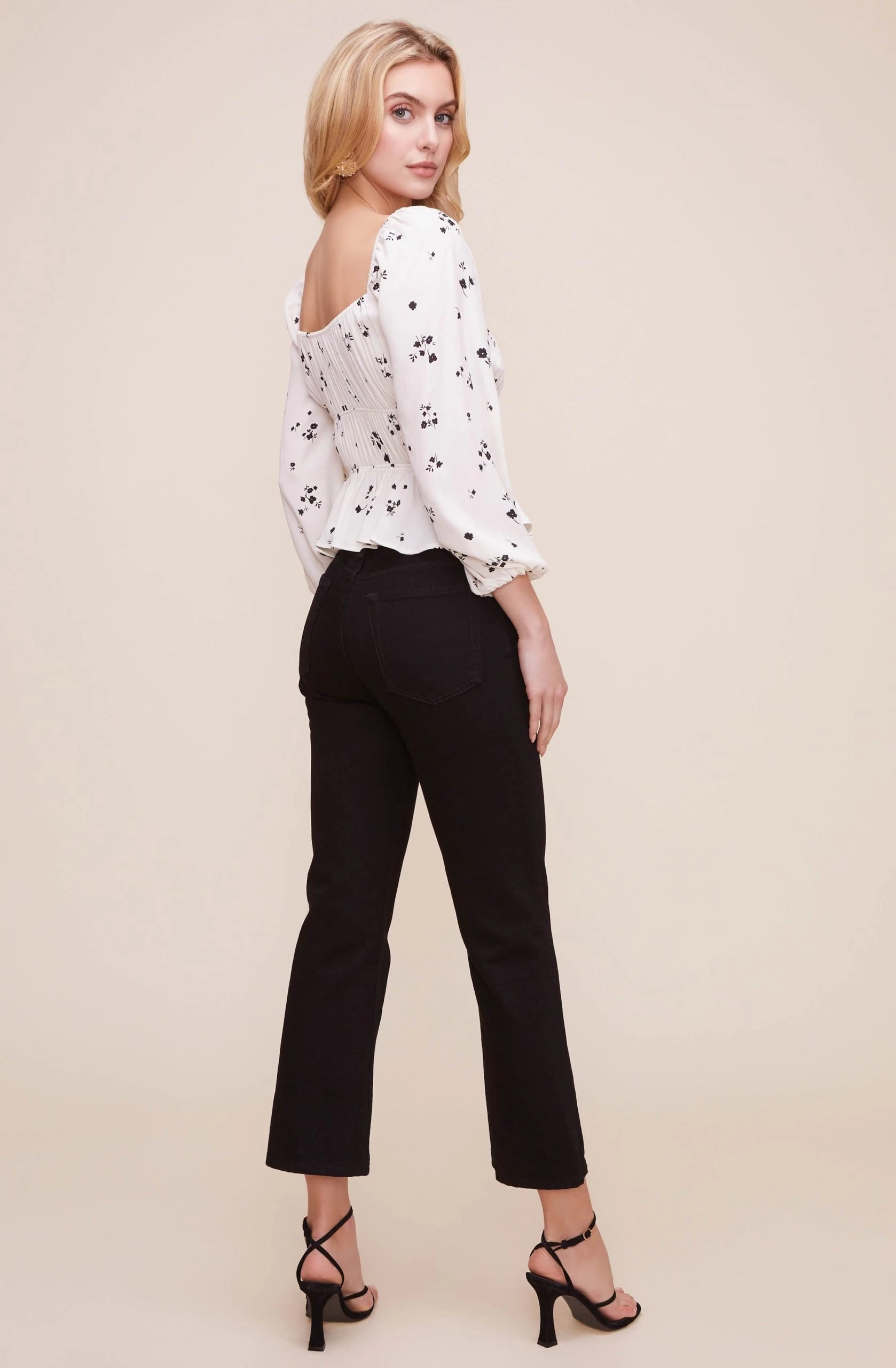 Shirred Long Sleeved Peplum Top - Image 4