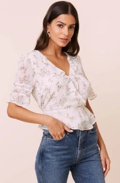 Wrap Front Ruffle Top