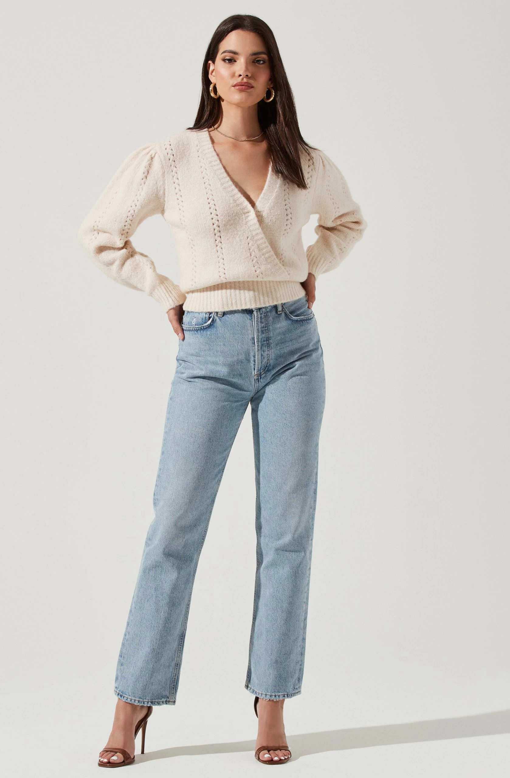 Wrap Pointelle Sweater - Image 2