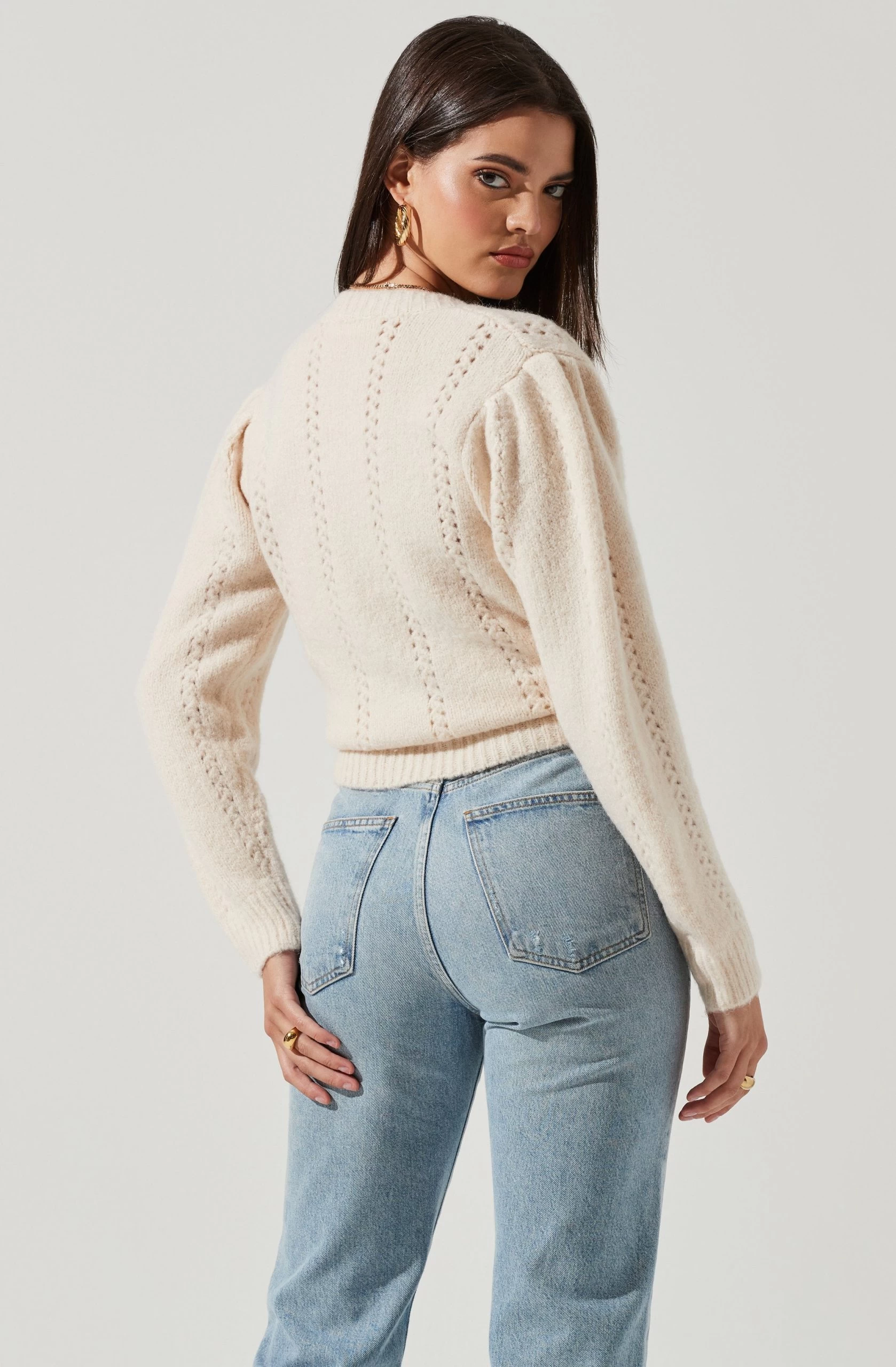 Wrap Pointelle Sweater - Image 4