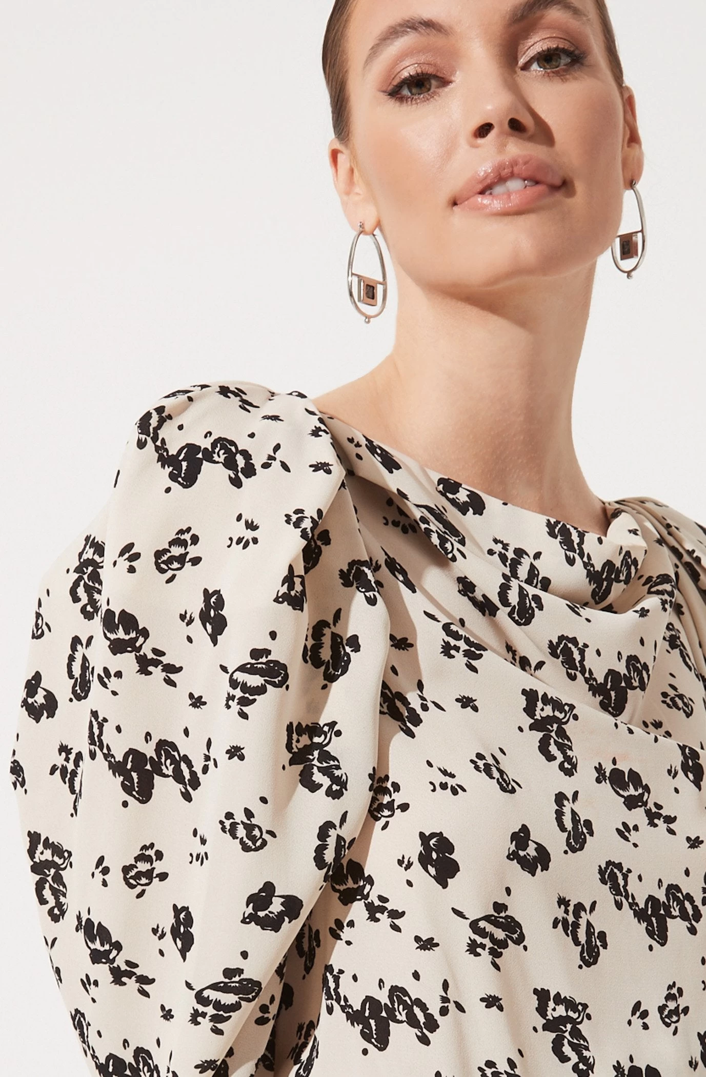 Cinched Sleeve Cowl Neck Top - Image 4