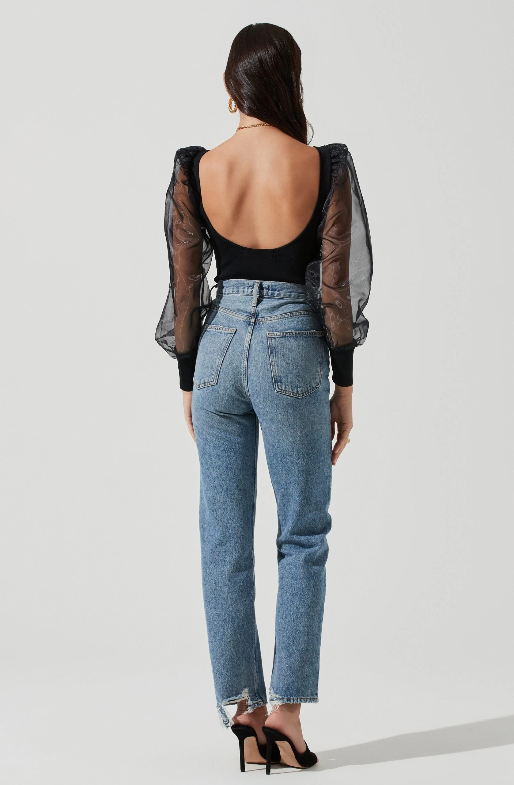 Organza Sleeve Knit Bodysuit - Image 3