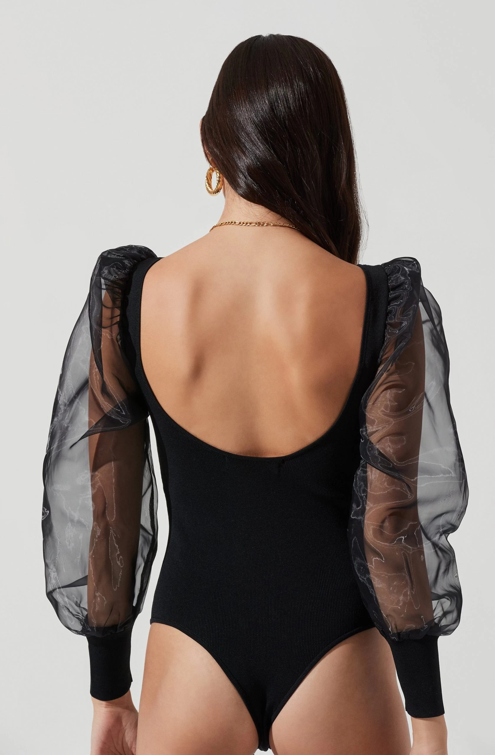 Organza Sleeve Knit Bodysuit - Image 5