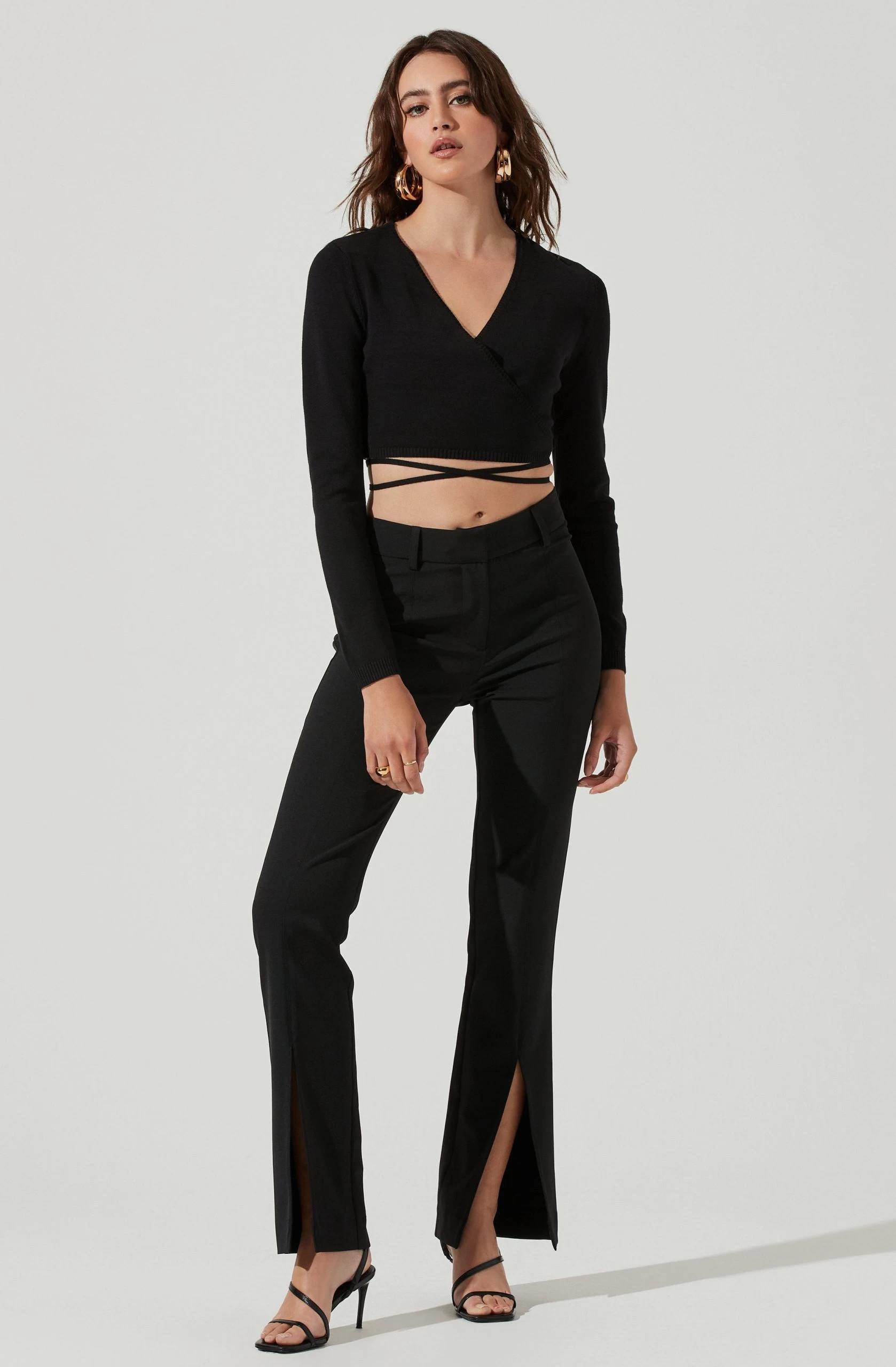 Tie Waist Wrap Sweater - Image 2