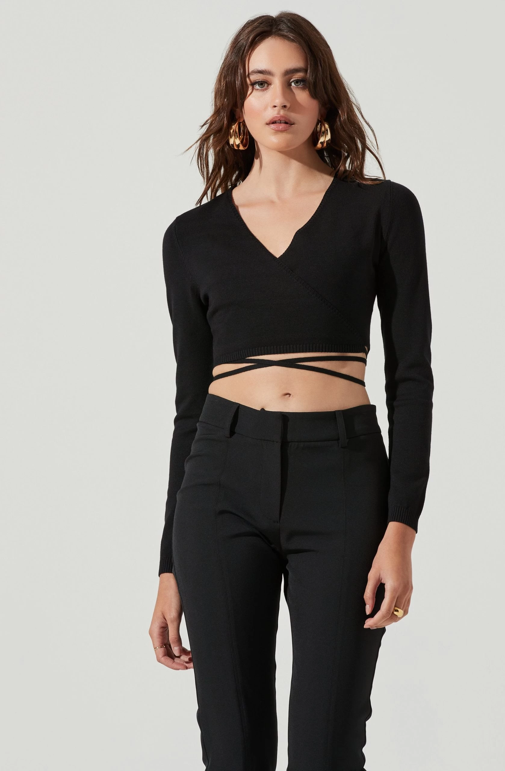 Tie Waist Wrap Sweater