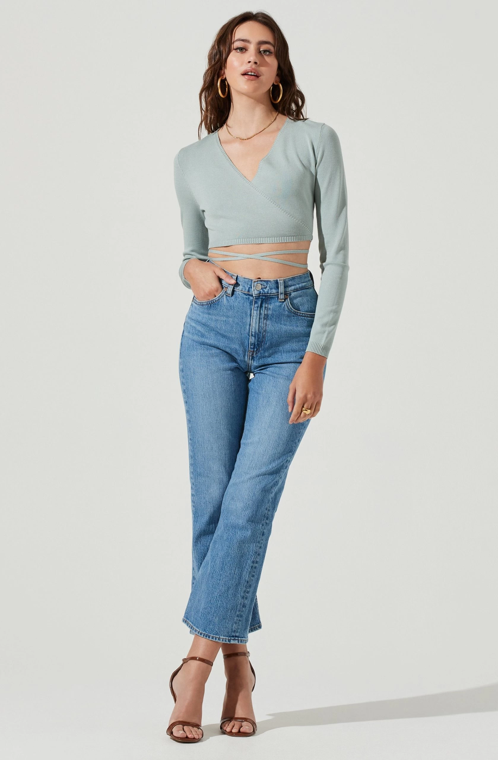 Tie Waist Wrap Sweater - Image 7