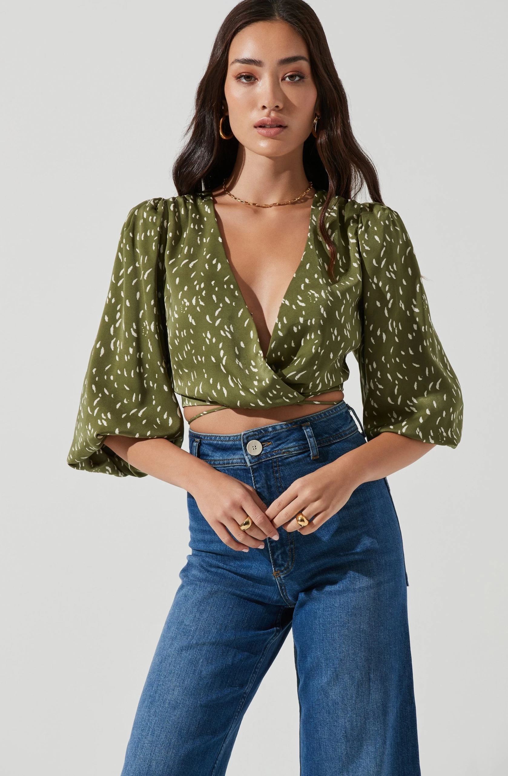 Wrap Front Back Cutout Top