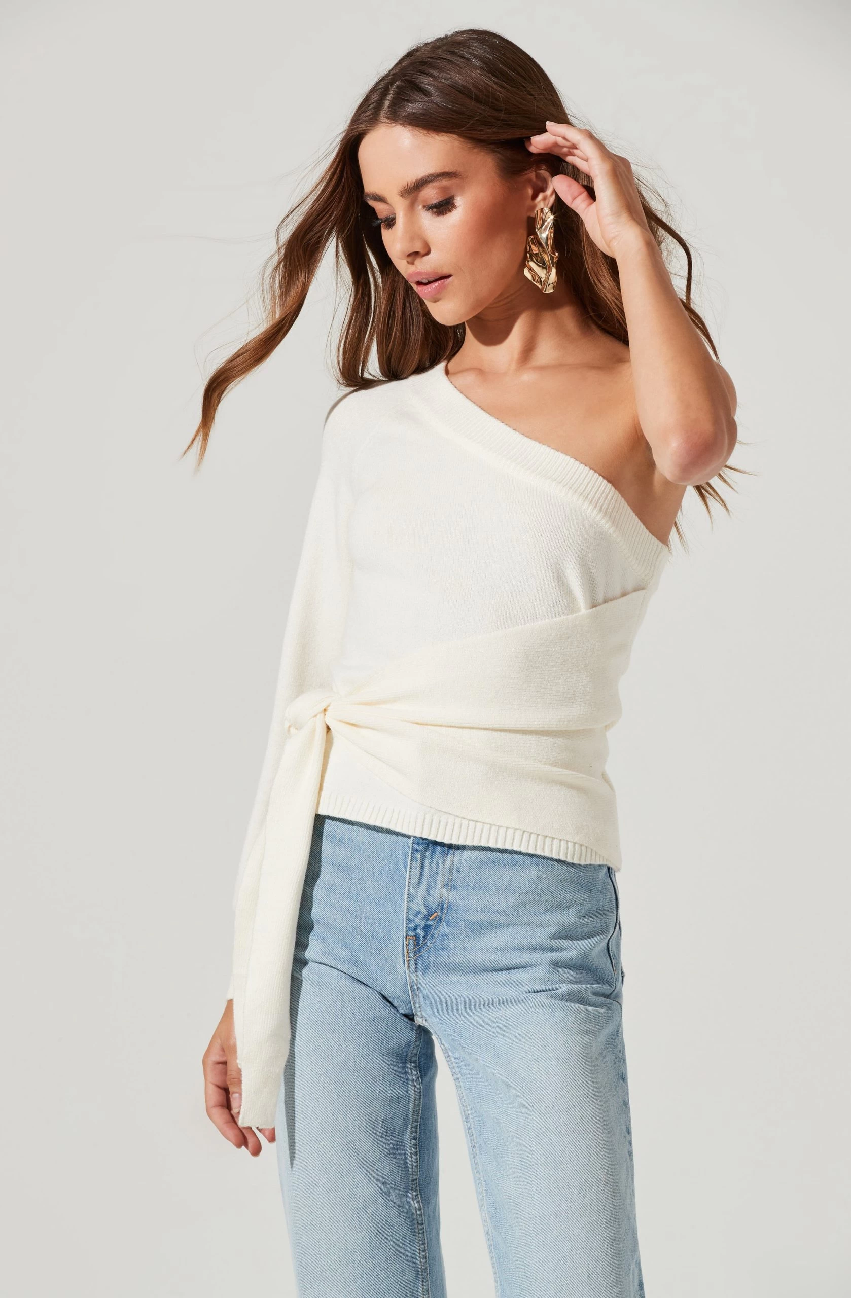 One Sleeve Side Wrap Sweater - Image 14