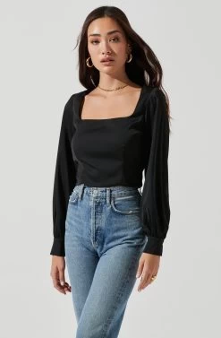 Long Sleeve Square Neck Top