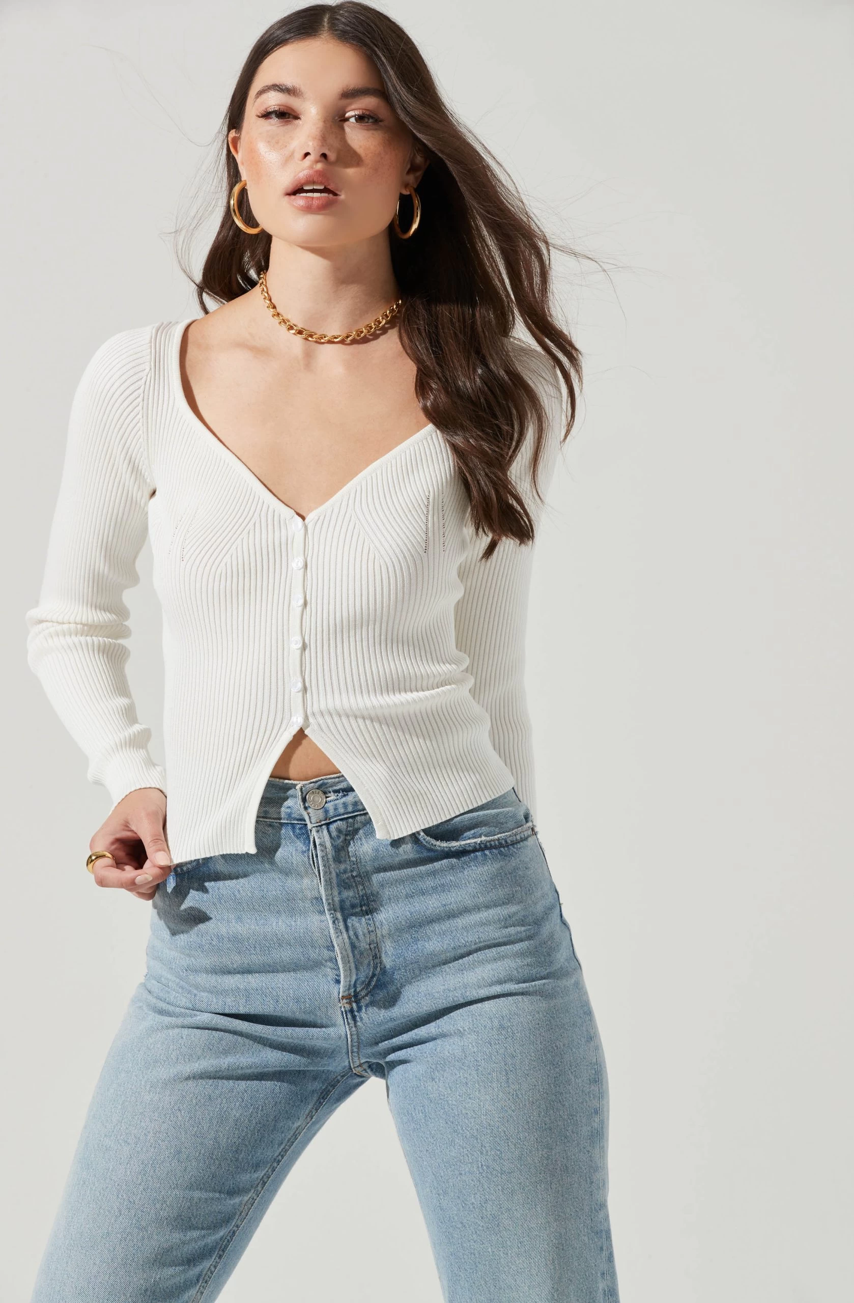 Long Sleeve V Neck Cardigan - Image 7