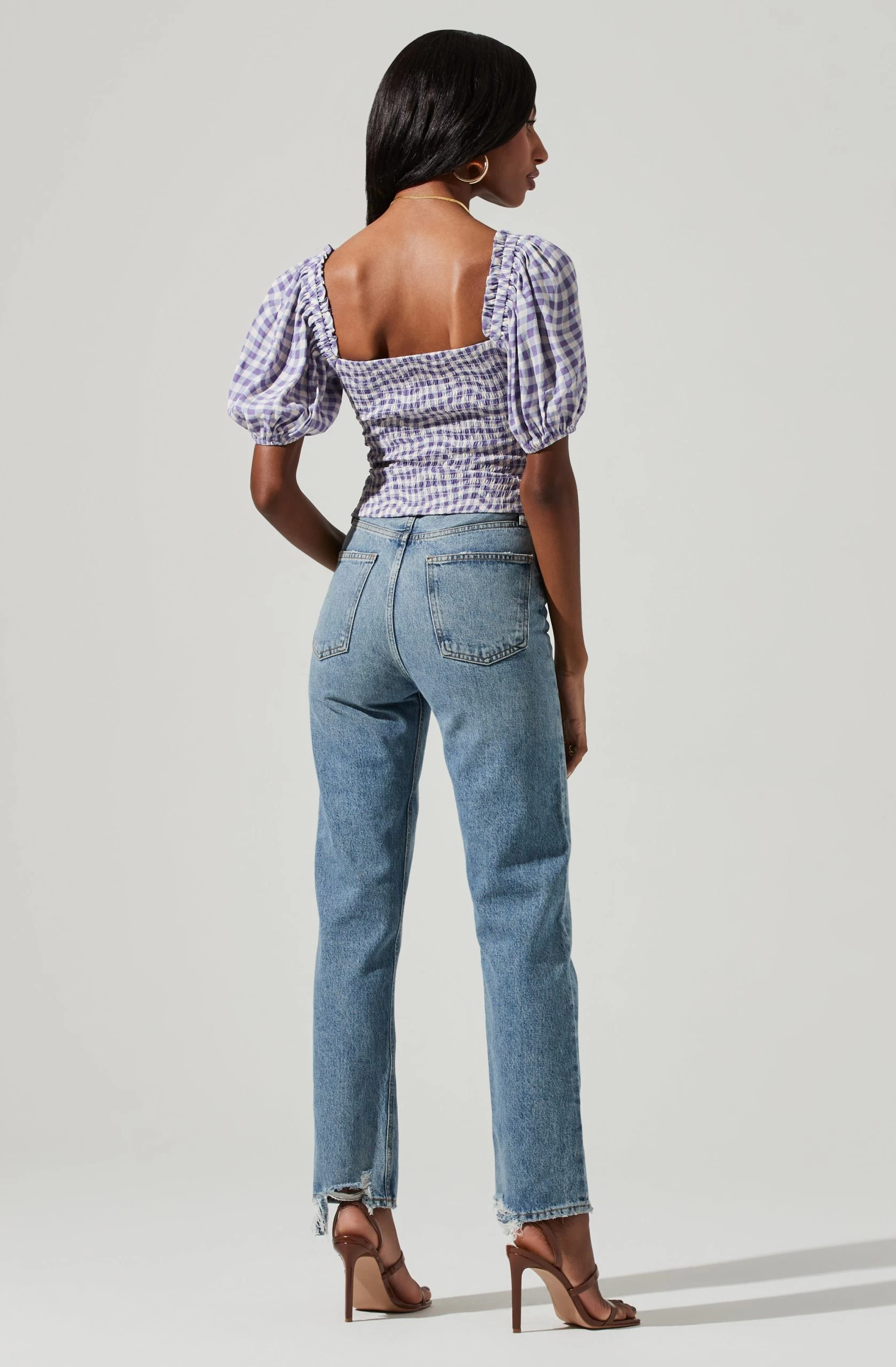 Ruched Short Puff Sleeve Top - Image 5