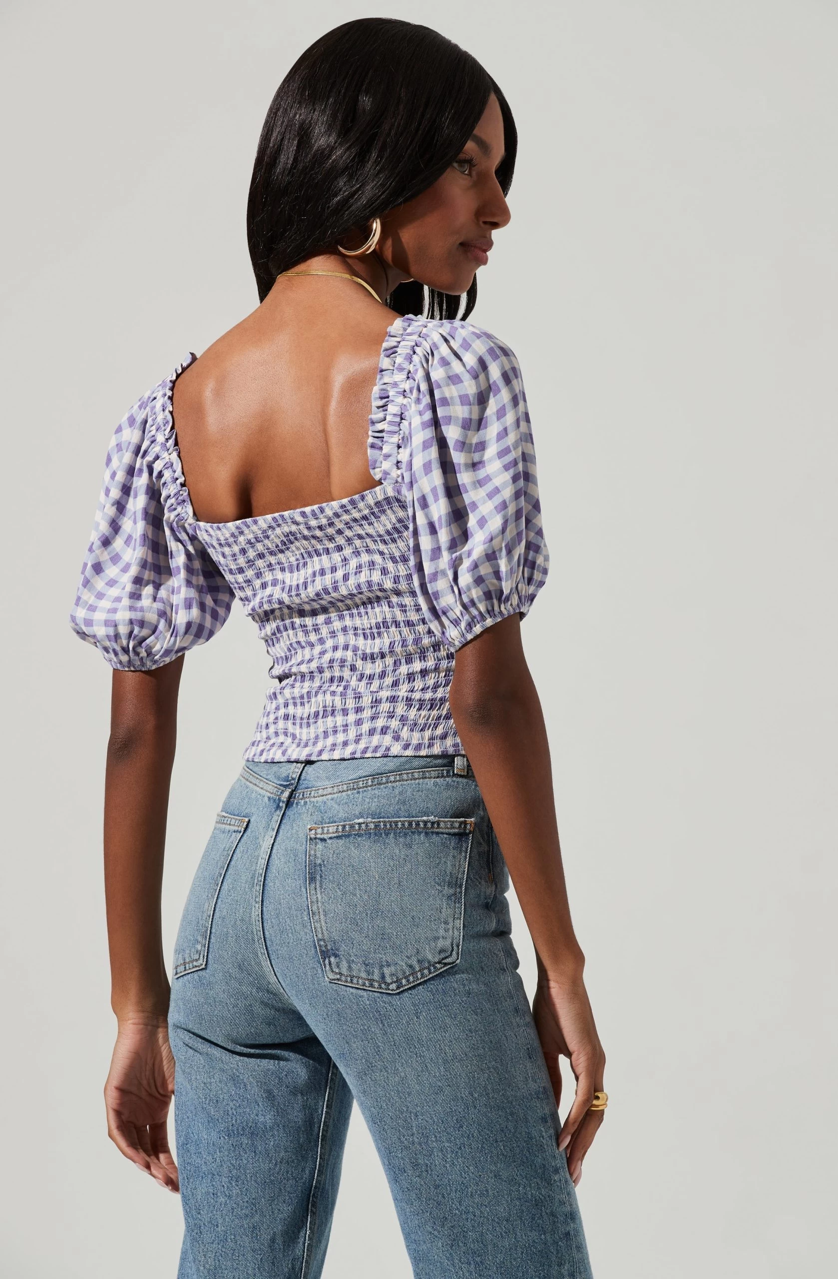 Ruched Short Puff Sleeve Top - Image 6