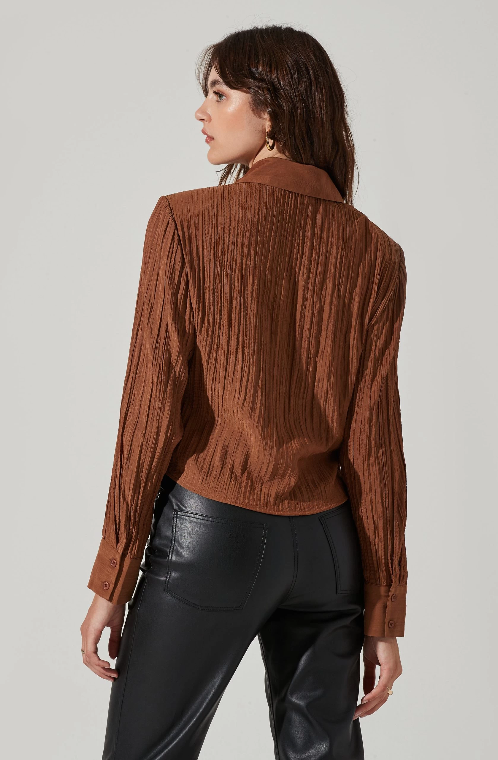 Textured Ruched Button Up - Image 11